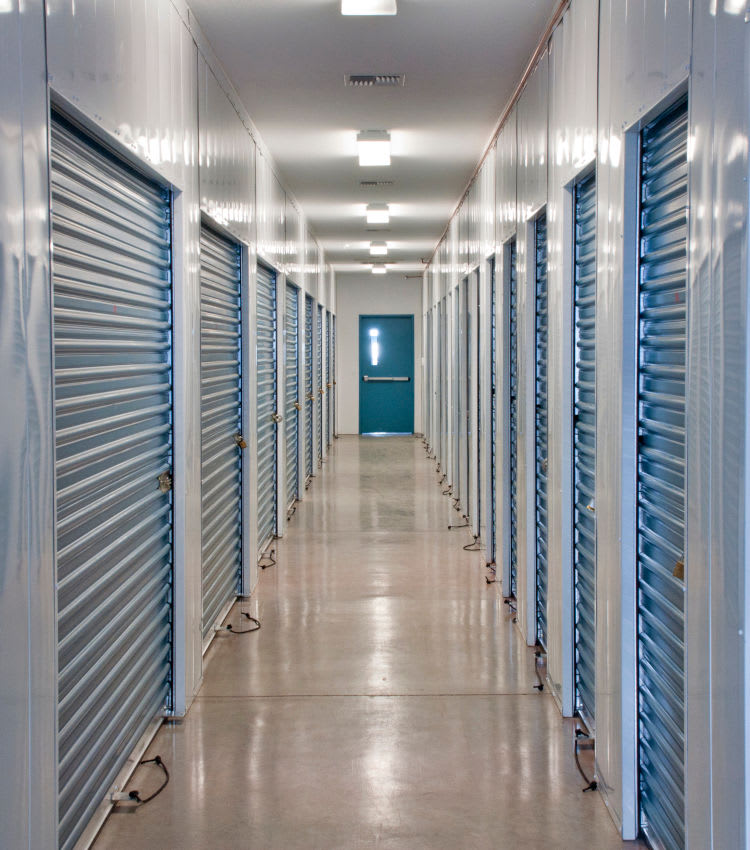 Hallway of storage units at 1-800-Self-Storage.com in Southfield, Michigan