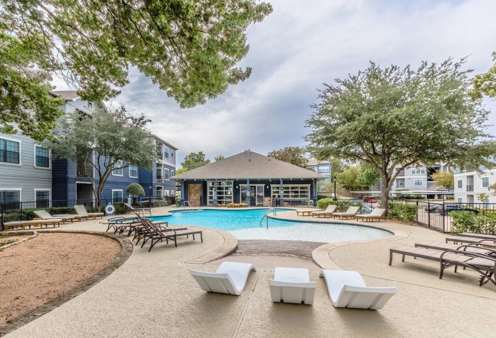 Sparkling swimming pool at Urban House in Dallas, Texas