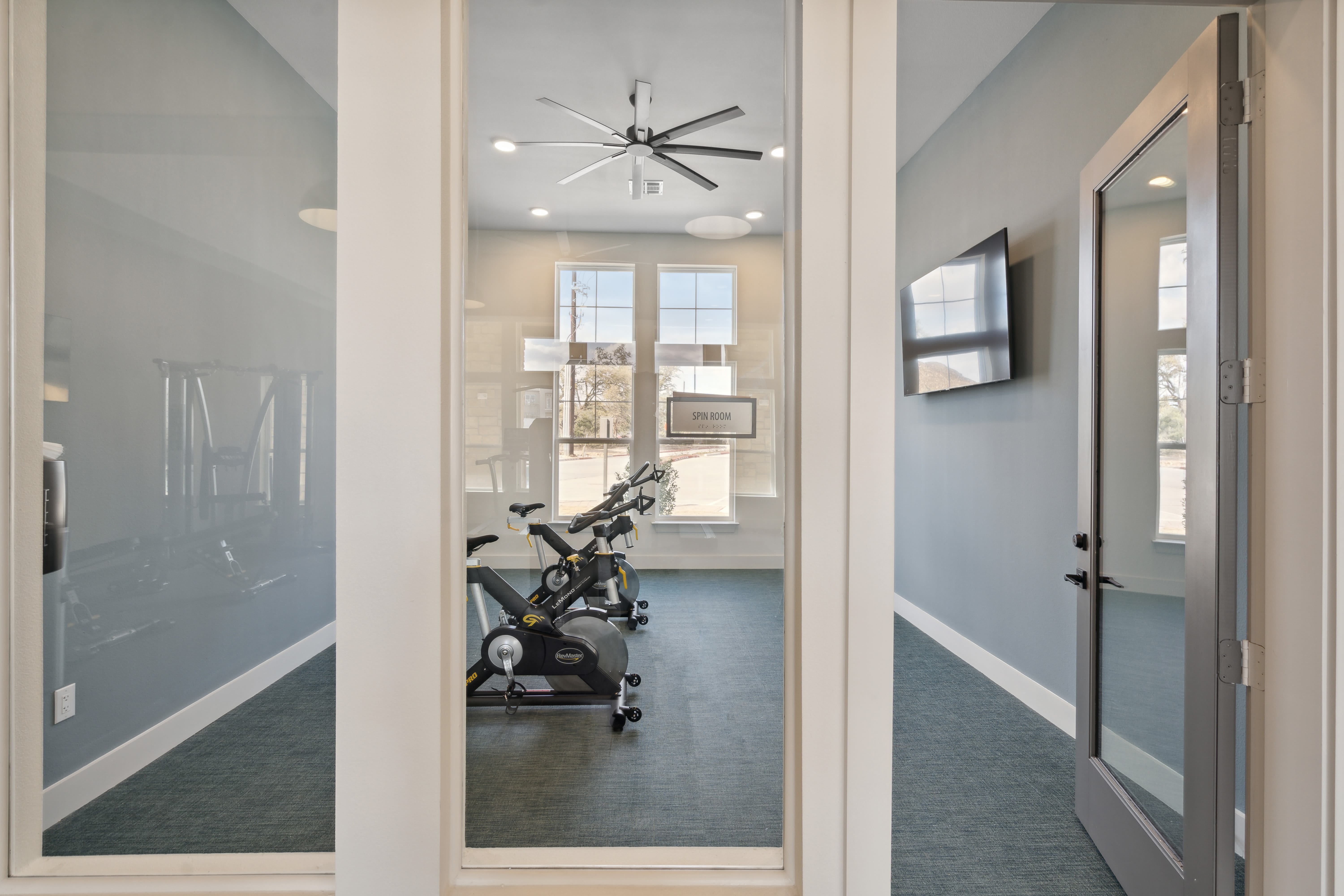 Spin studio at Radius Wolf Ranch in Georgetown, Texas