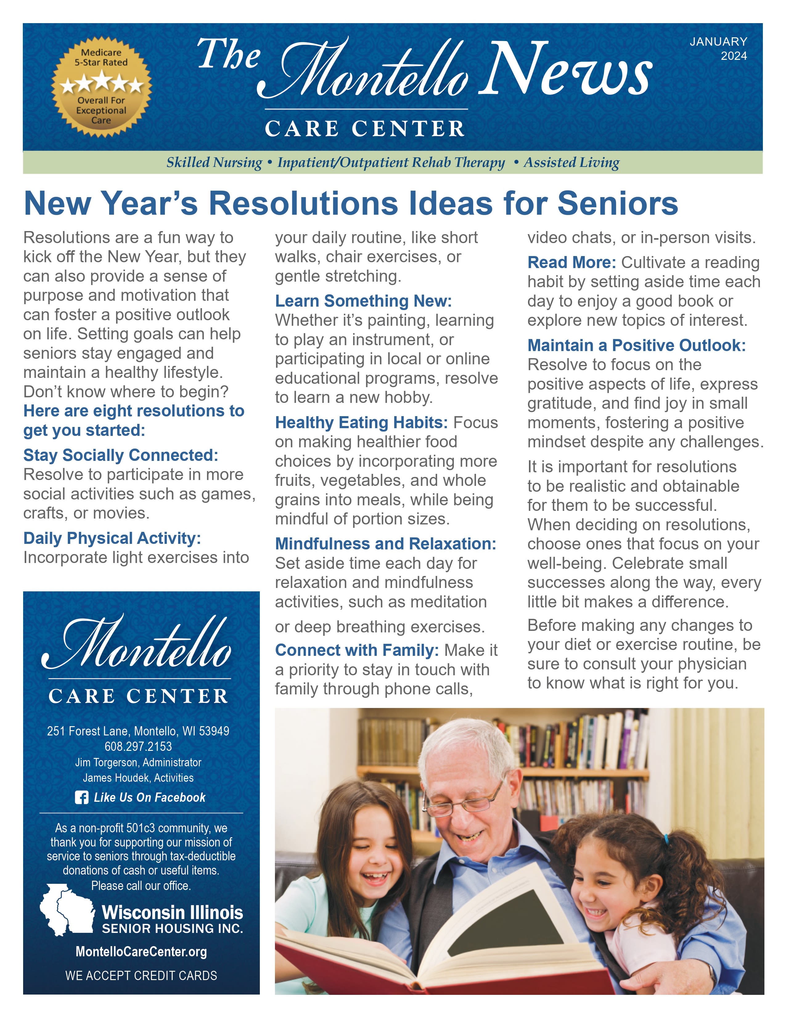 January 2024 Newsletter at Montello Care Center in Montello, Wisconsin