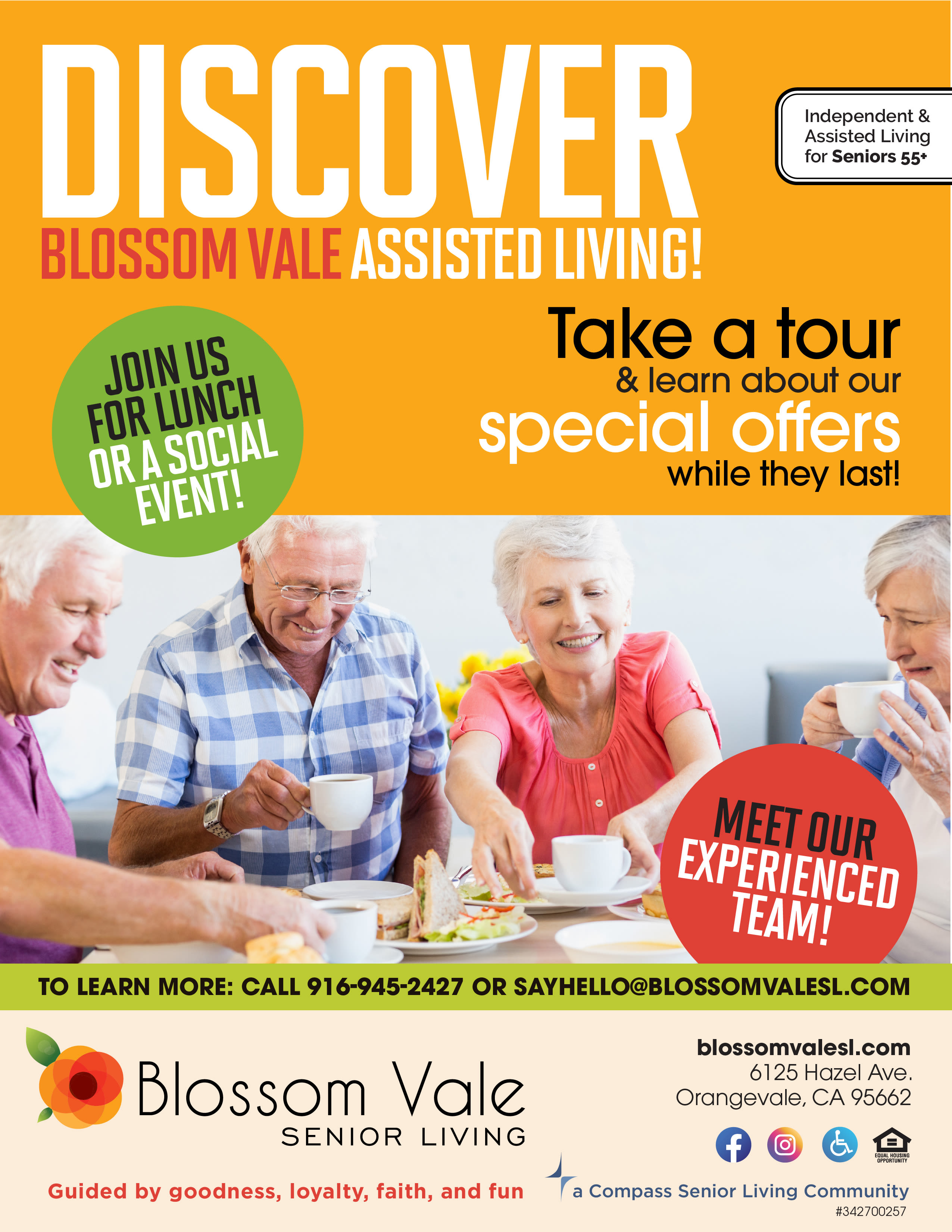 Monthly Special at Blossom Vale Senior Living in Orangevale, California