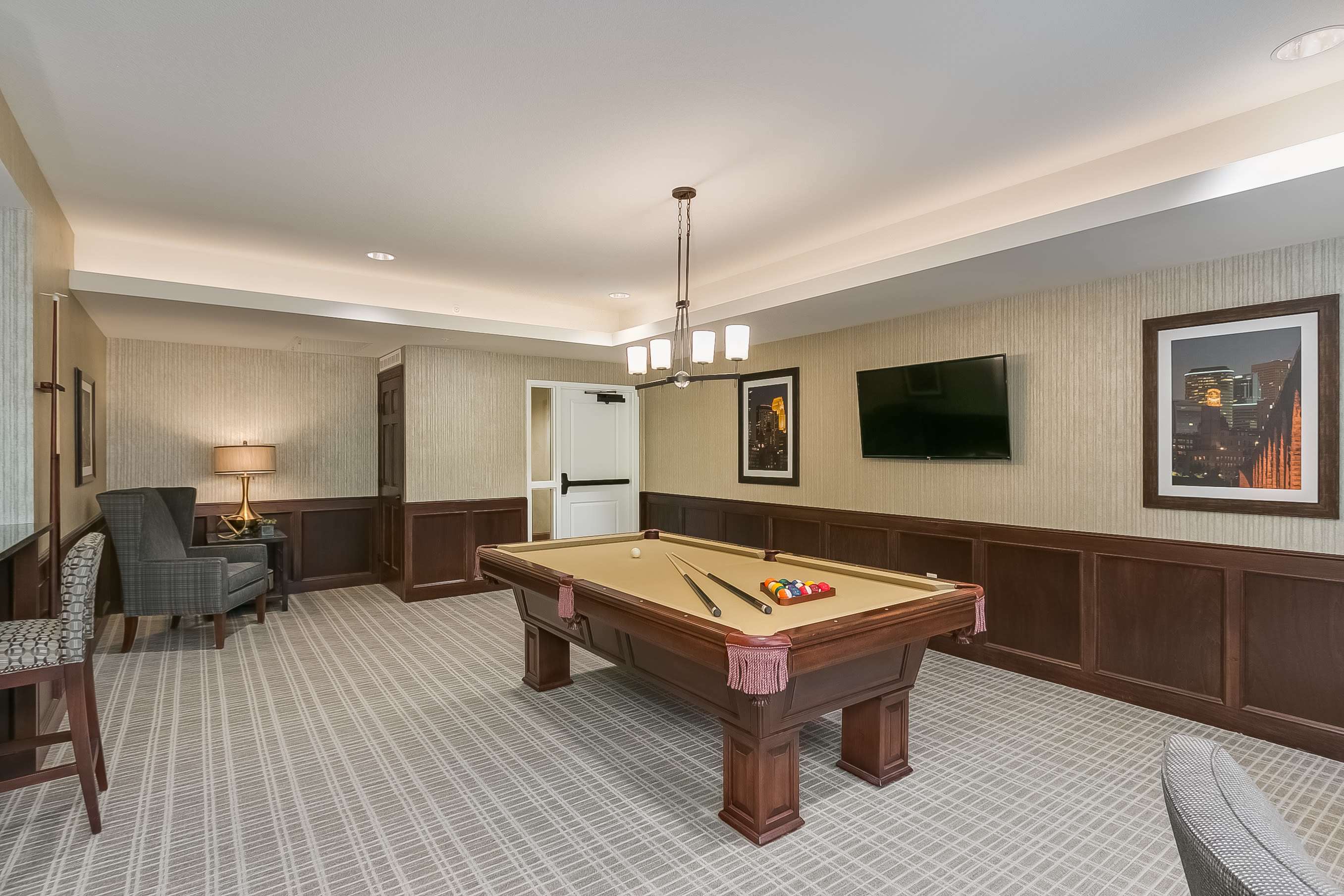 Clubhouse with billiards table at Amira in Bloomington, Minnesota