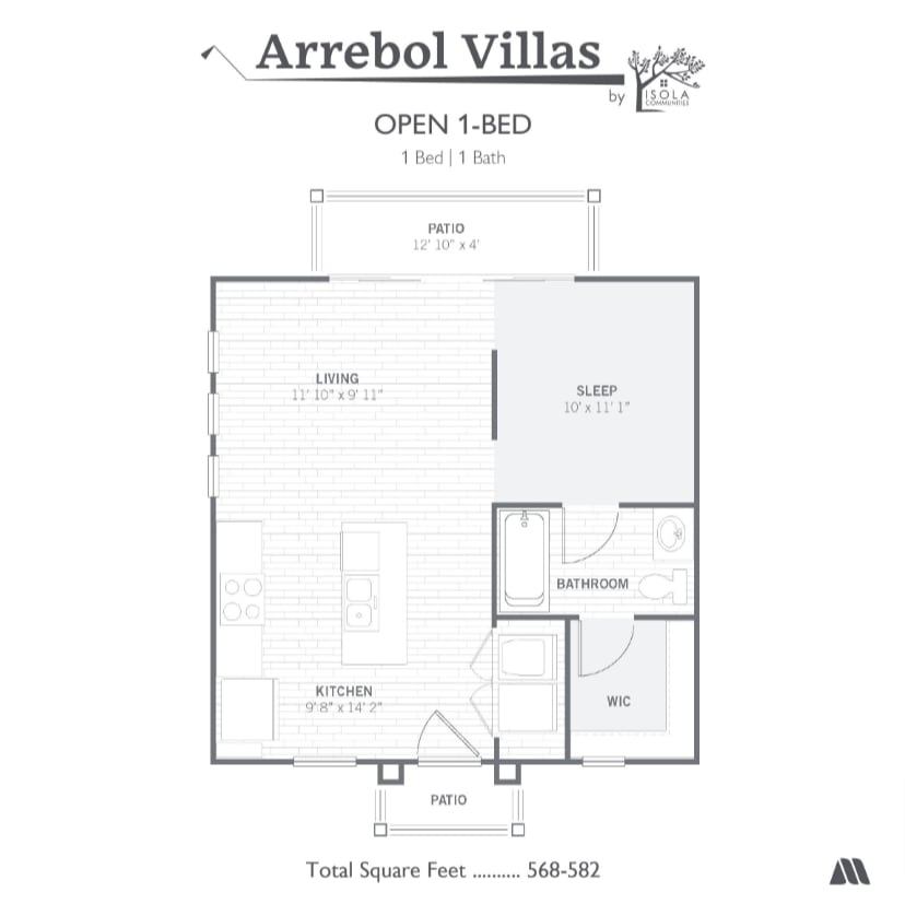 2D studio floor plan image at Arrebol Villas in Goodyear, Arizona