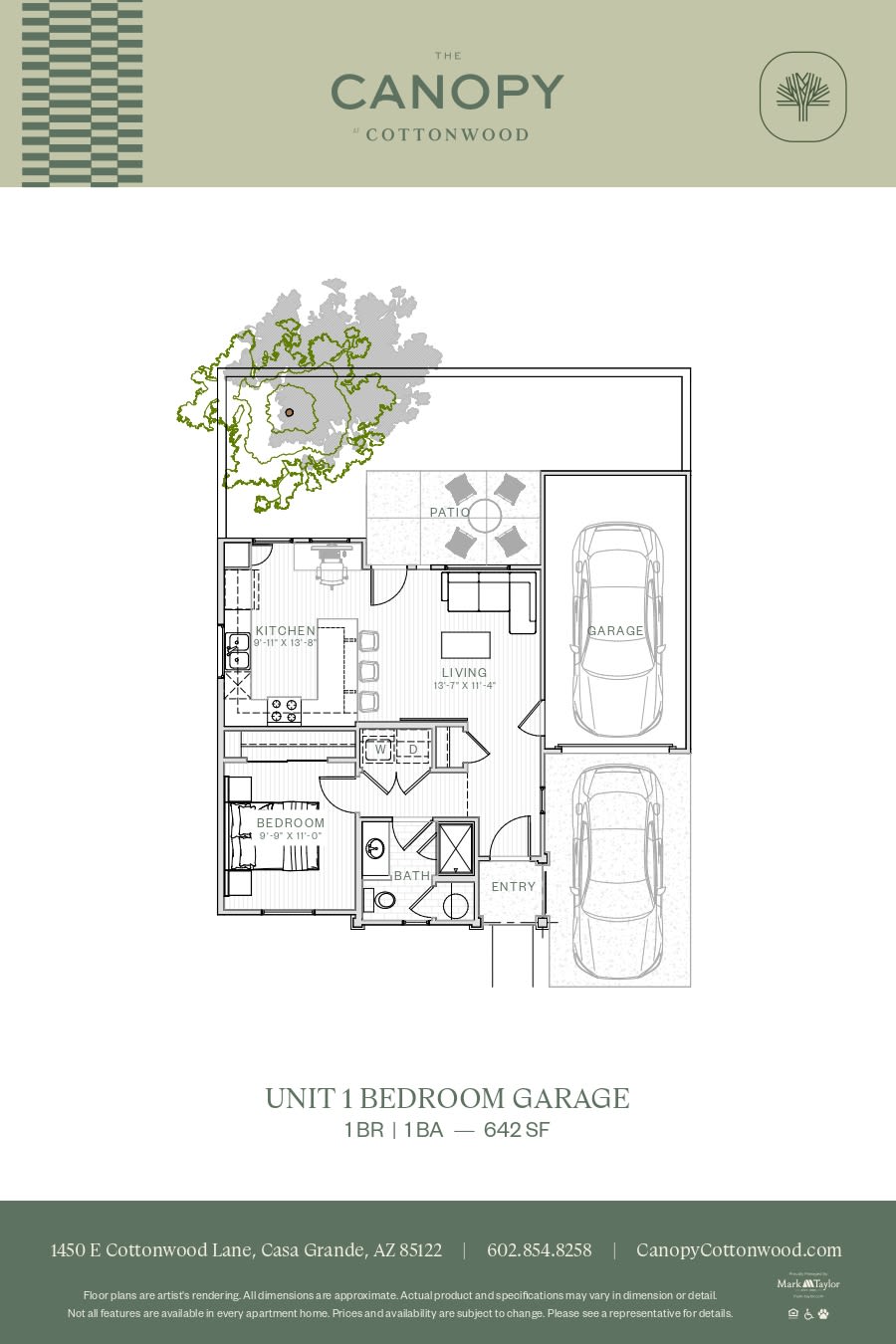 1 Bedroom with garage Floor Plan