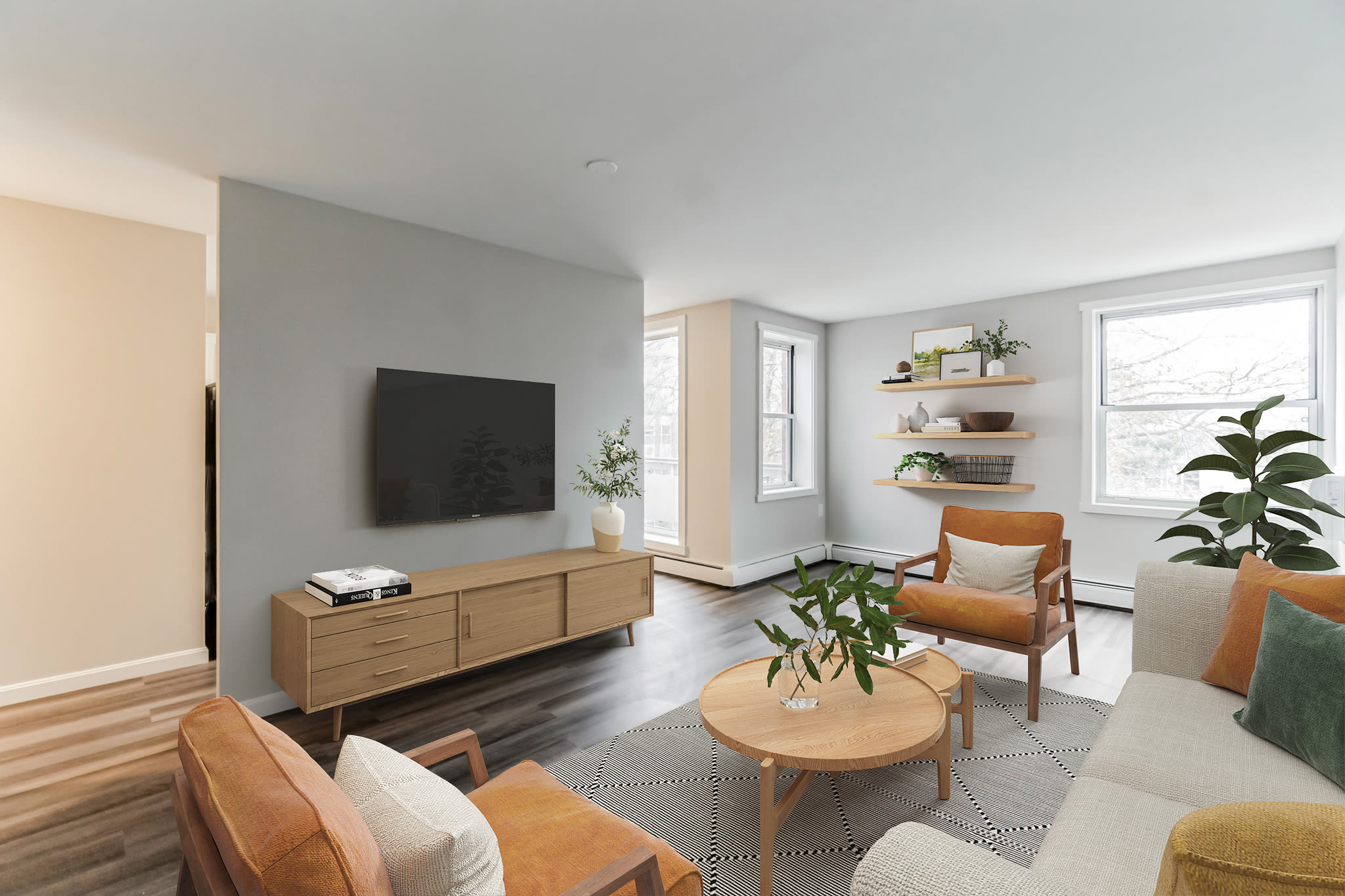 Modern Living Room at Eagle Rock Apartments & Townhomes at Brighton in Brighton, Massachusetts