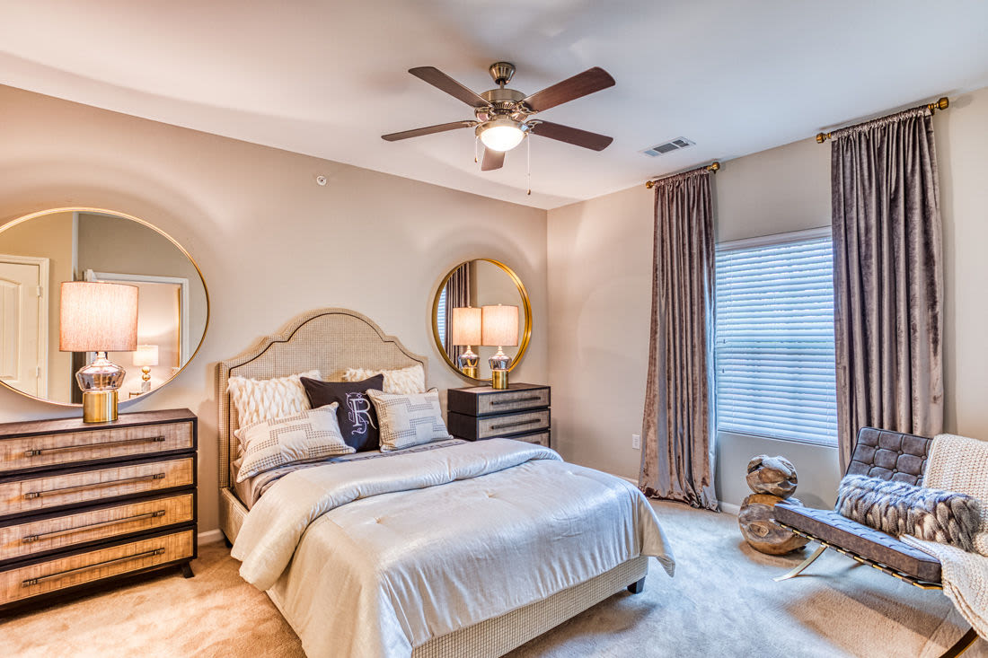 Cozy bedrooms at Carroll at Rivery Ranch in Georgetown, Texas