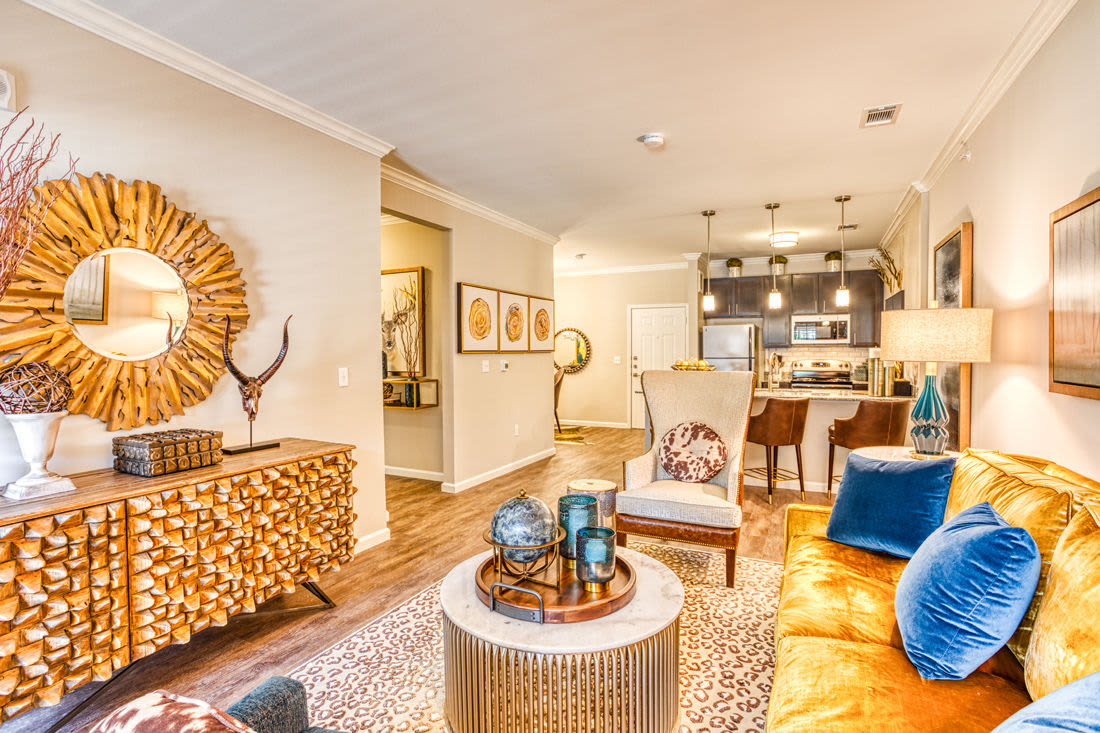 Modern and spacious living rooms at Carroll at Rivery Ranch in Georgetown, Texas