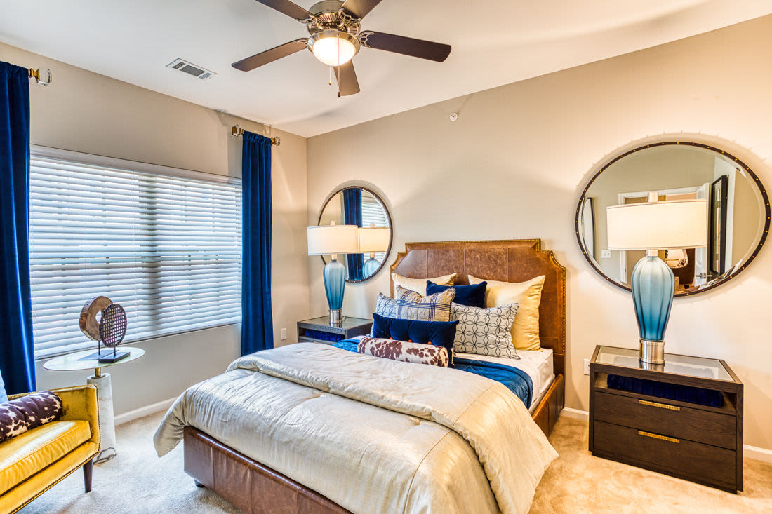 Modern bedrooms at Carroll at Rivery Ranch in Georgetown, Texas