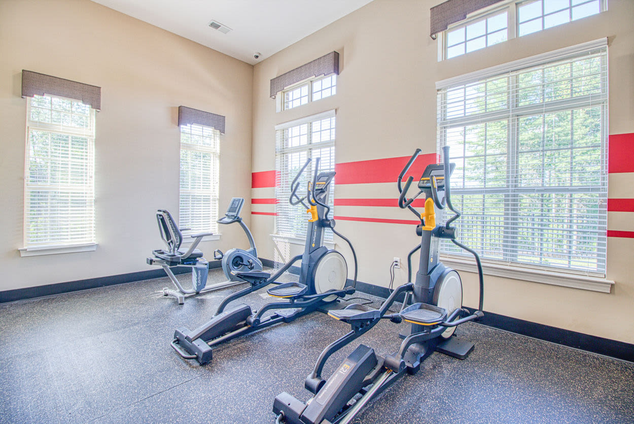 Well-Equipped fitness Center with cardio machines and weights at Greymont Village in Asheville, North Carolina