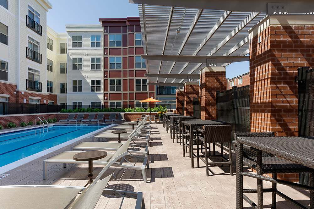 Pool area at 3350 at Alterra in Hyattsville, Maryland