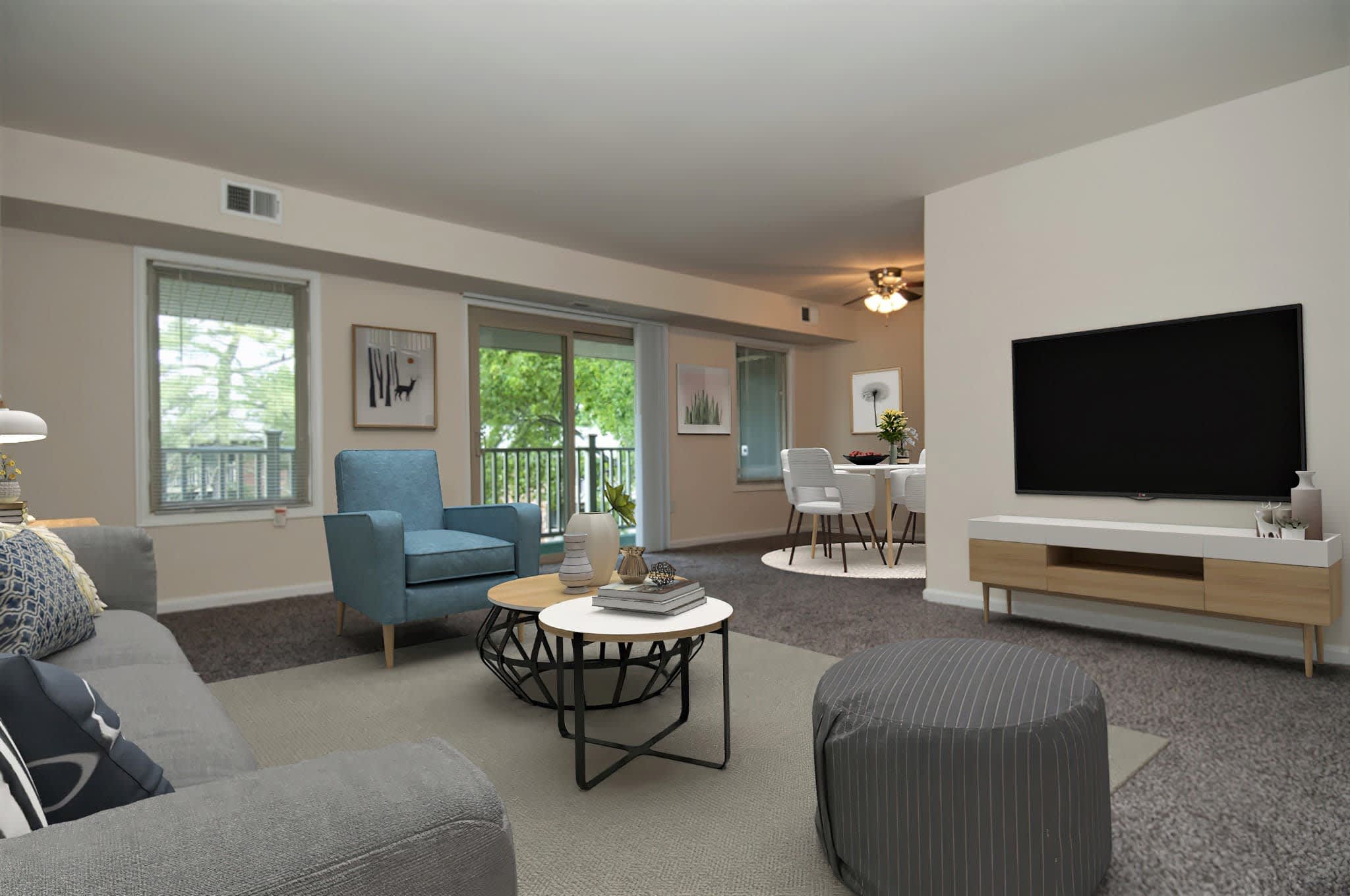 Living room in a model home at Fox Rest in Laurel, Maryland