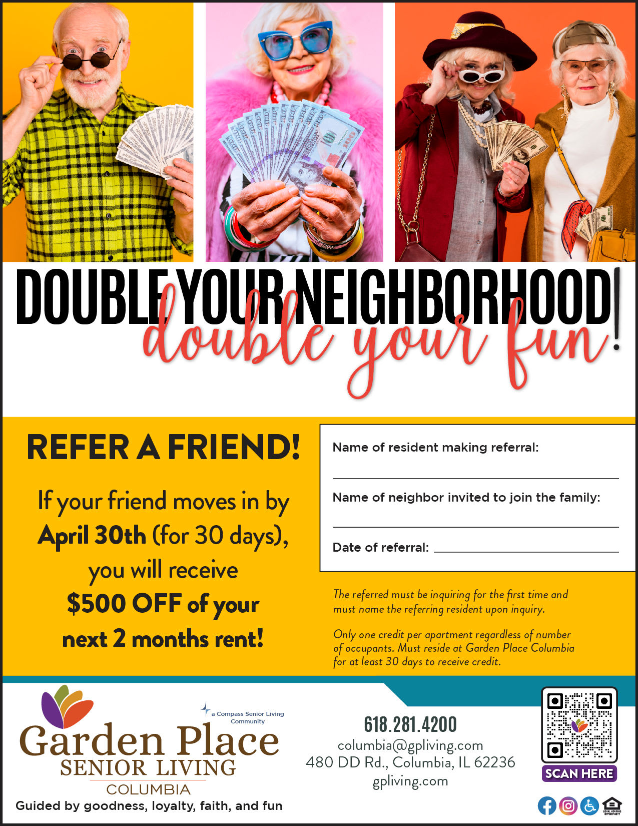 Double your Neighborhood flyer at Garden Place Columbia in Columbia, Illinois