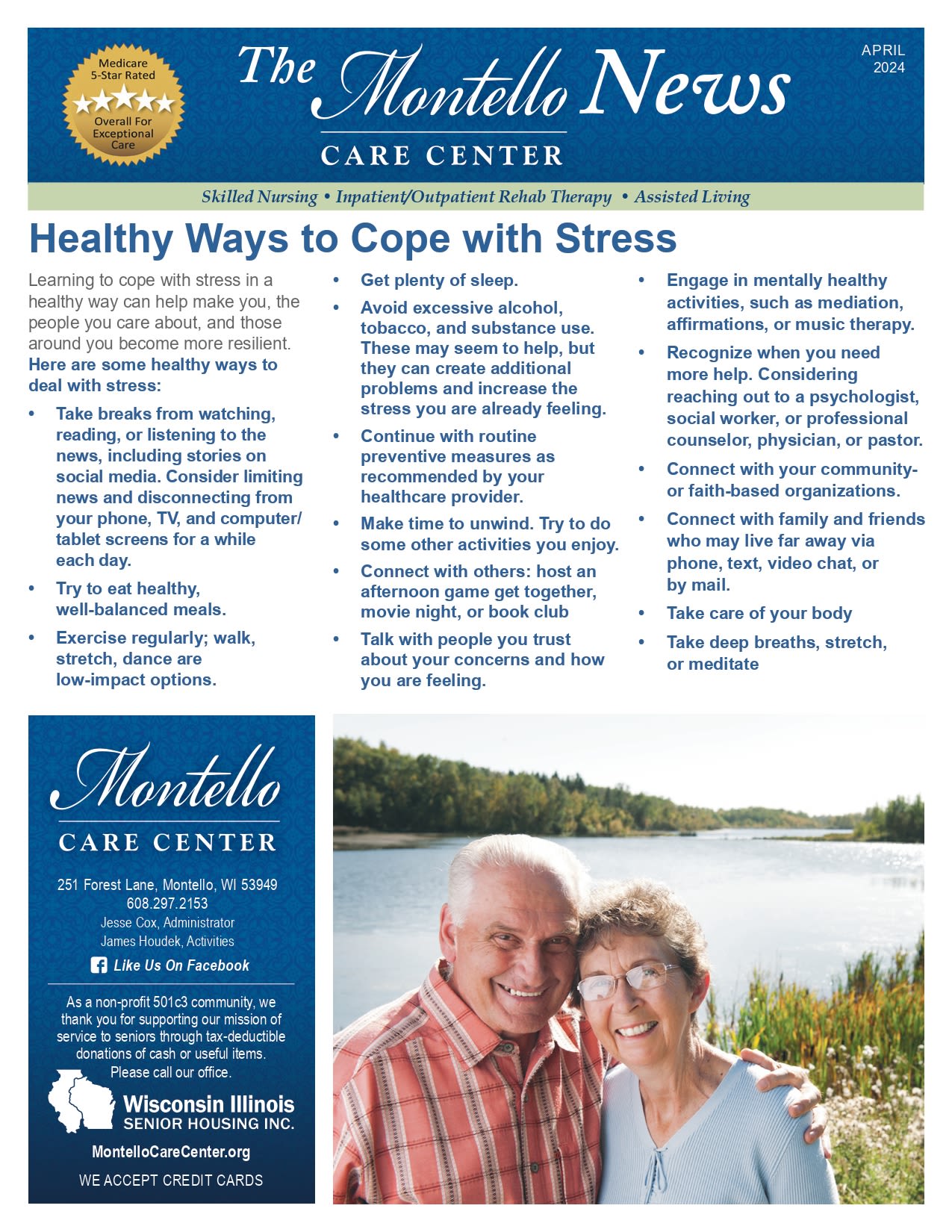 April 2024 Newsletter at Montello Care Center in Montello, Wisconsin