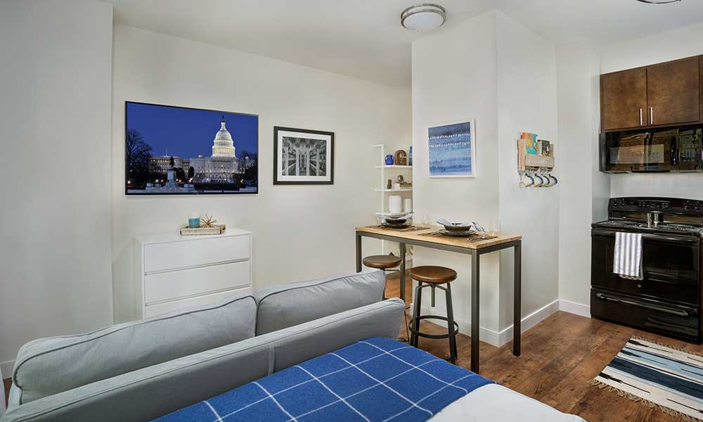 Studio apartment layoutat The Grove at Parkside in Washington, District of Columbia