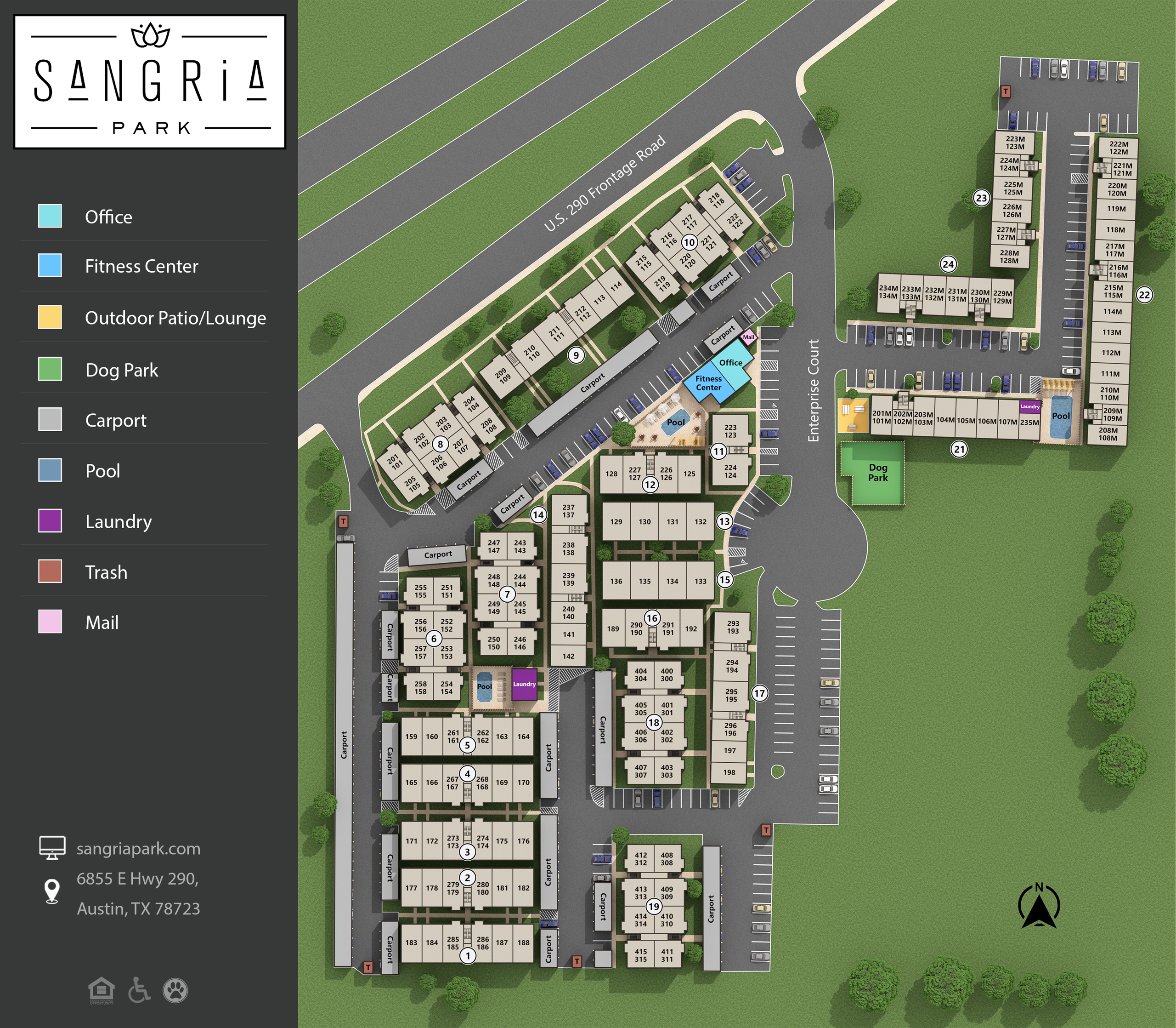 Sitemap for Sangria Park in Austin, Texas