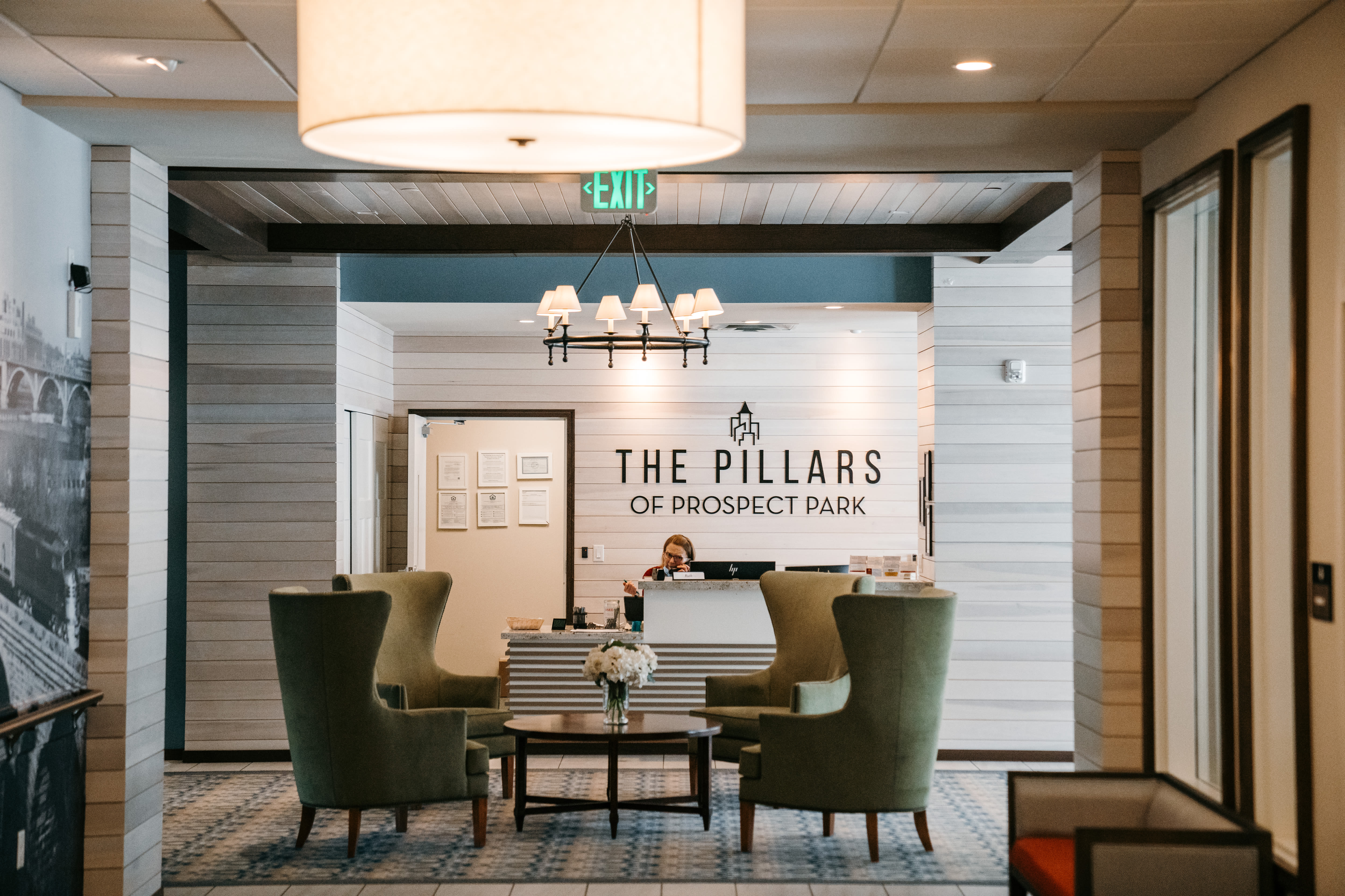 Reception area at The Pillars of Prospect Park in Minneapolis, Minnesota