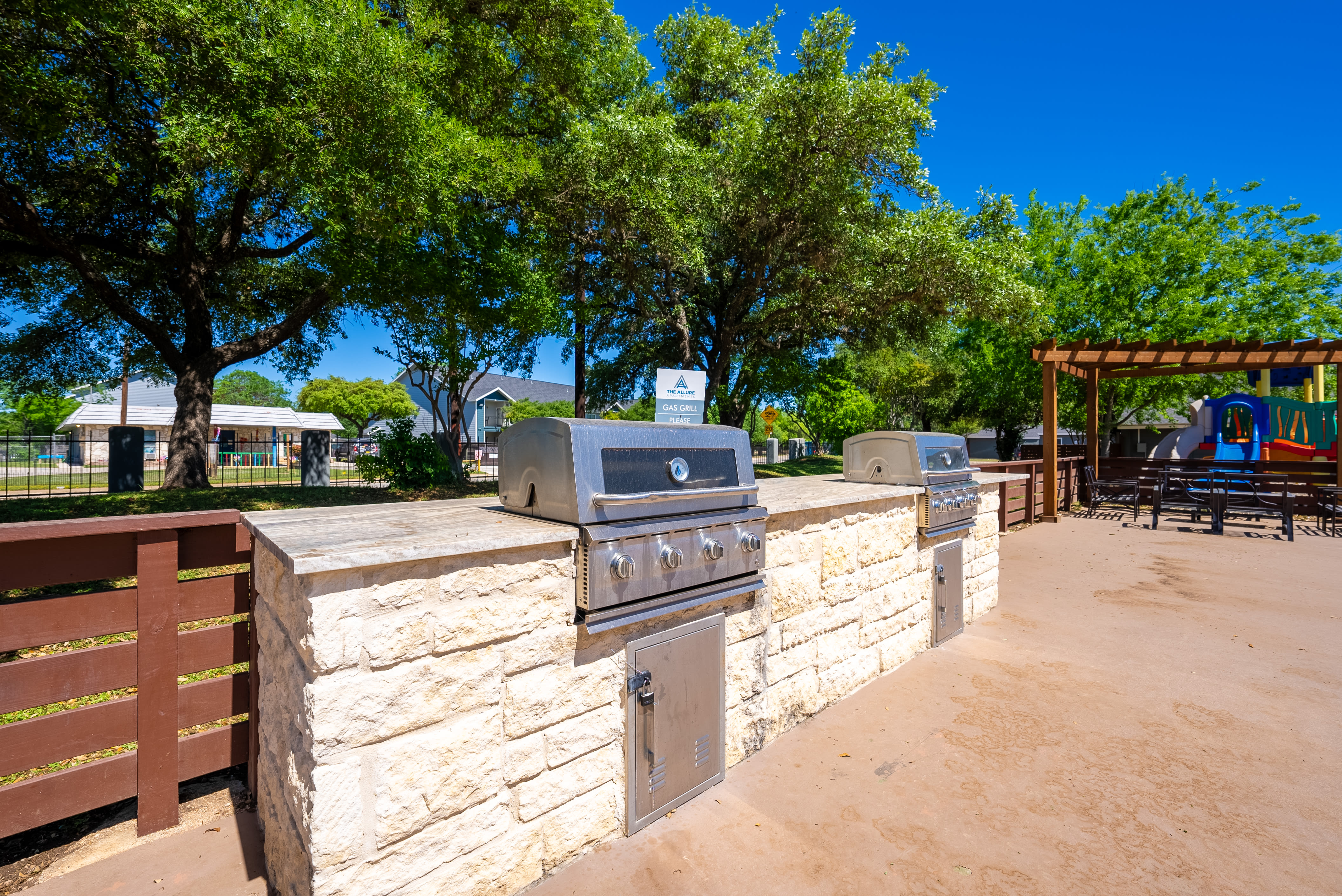 BBQ area  at The Allure in San Antonio, Texas