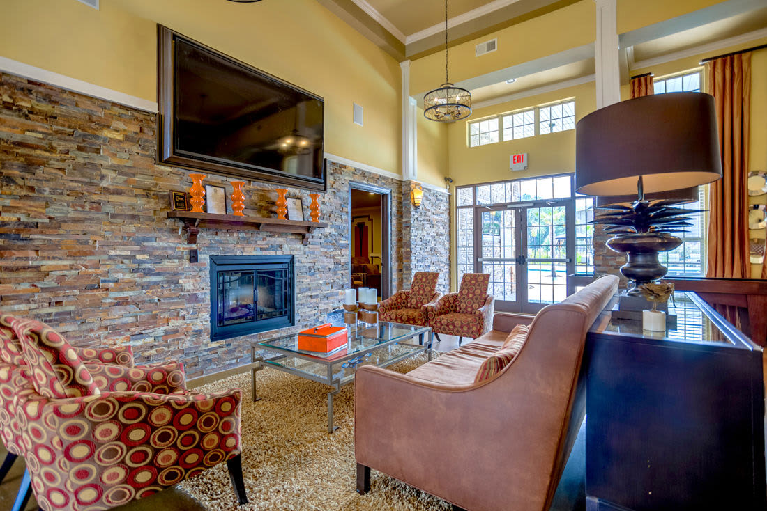 View of seating area in the clubhouse at Adeline at White Oak in Garner, North Carolina