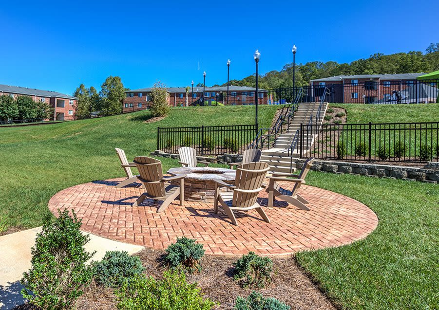 Outside seating area at Ascot Point Village in Asheville, North Carolina