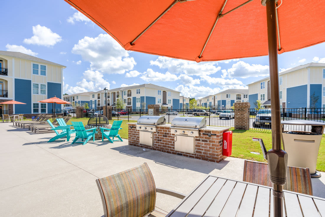 Outdoor community barbecue grills at Beckstone Apartments in Summerville, South Carolina