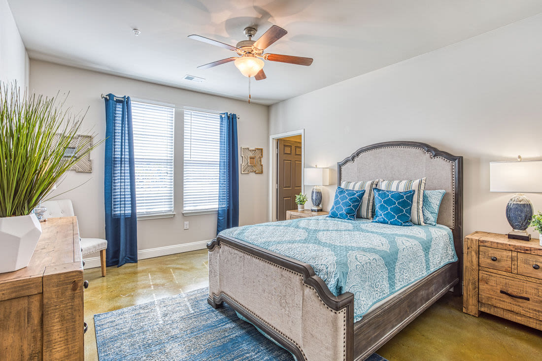 Comfortable bedroom at Beckstone Apartments in Summerville, South Carolina