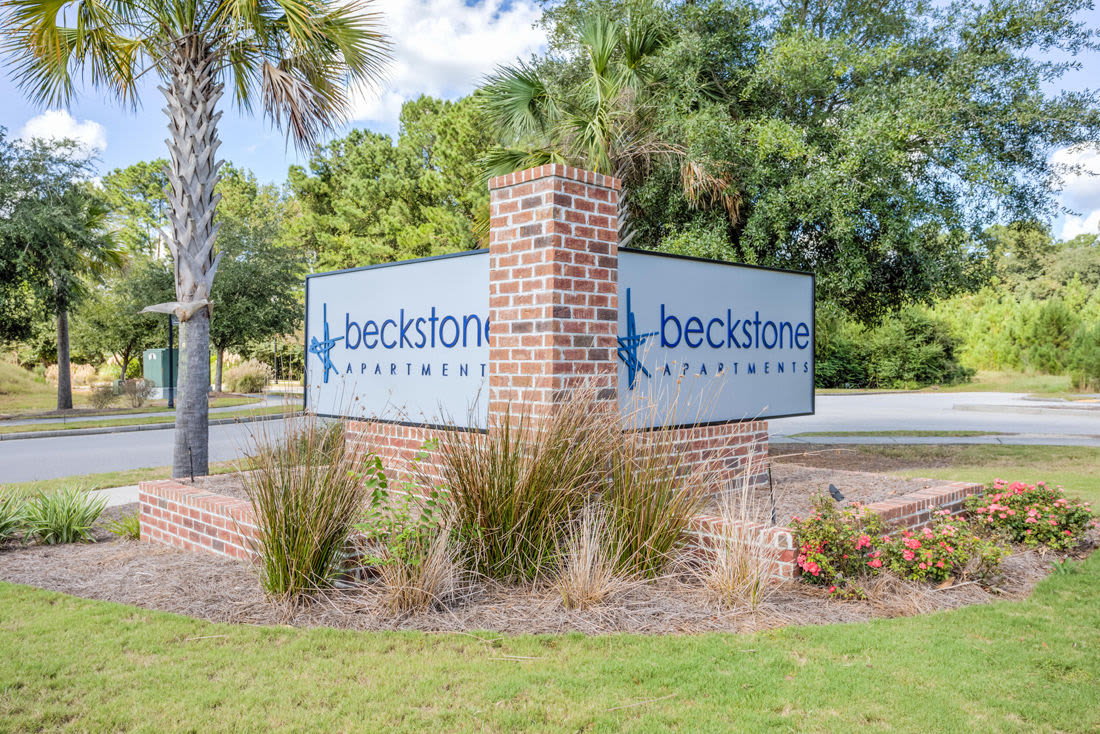 Front sign at Beckstone Apartments in Summerville, South Carolina
