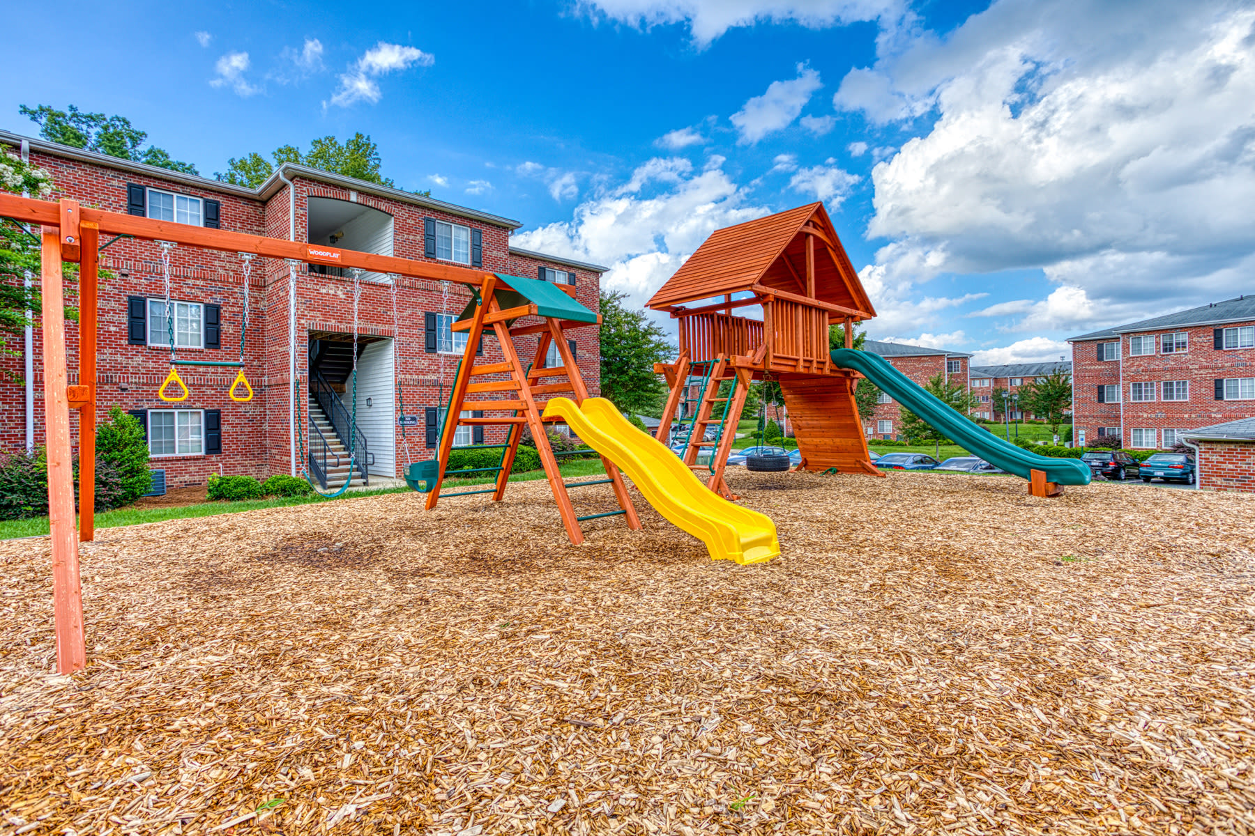 Playground area at Copper Mill Village in High Point, North Carolina