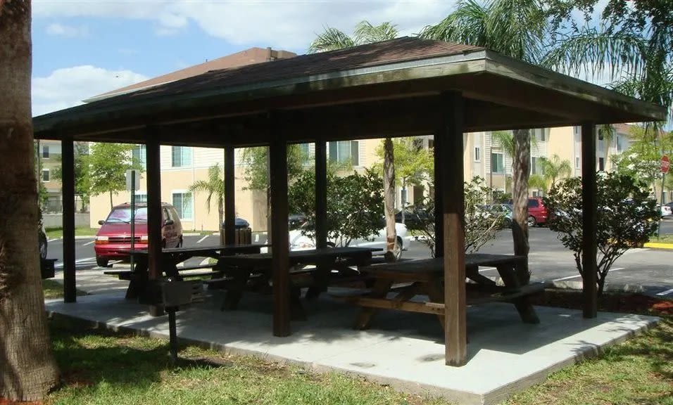 Gazebo with cozy seating area at Clipper Cove in Tampa, Florida