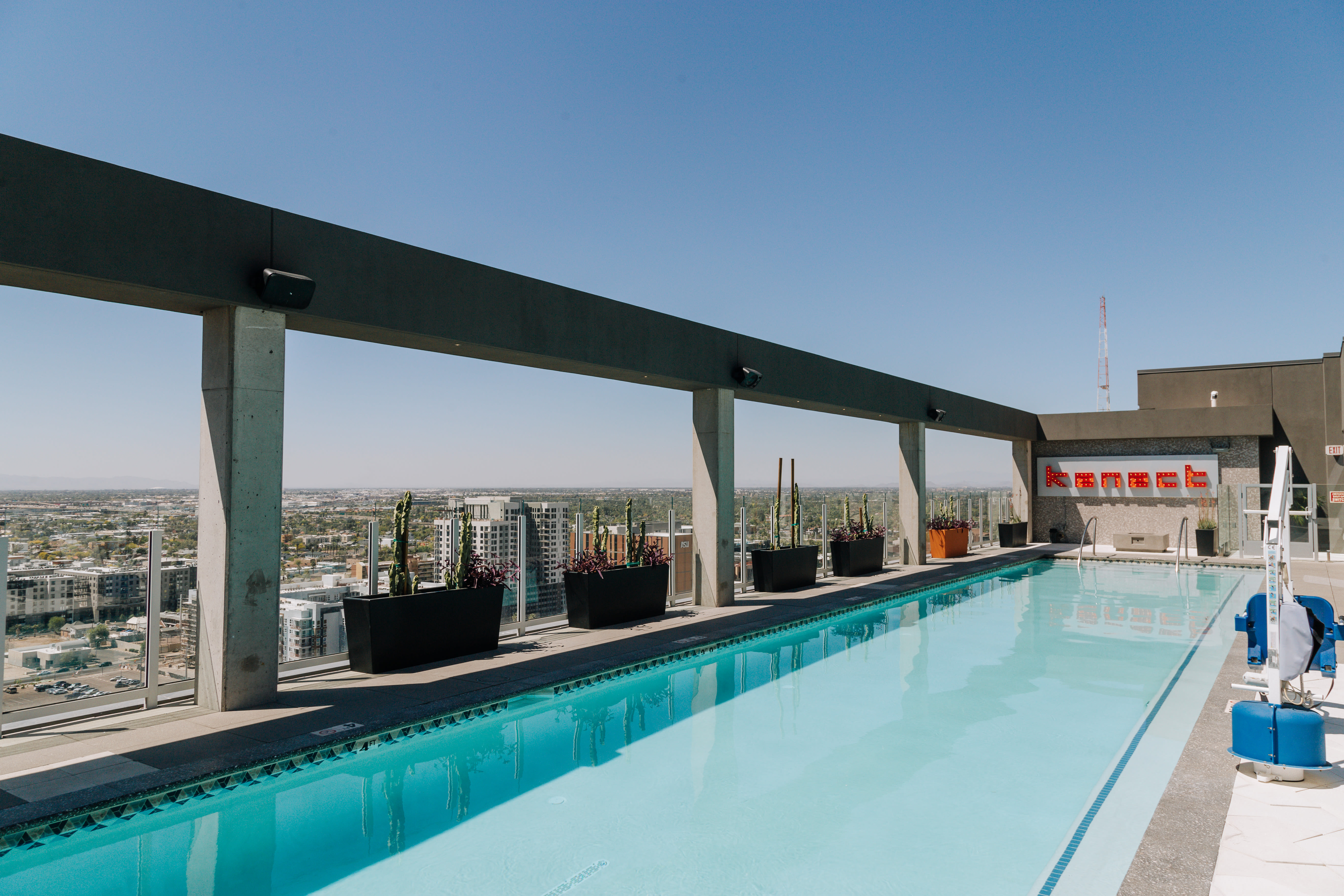 Rooftop pool with a beautiful view of the city at Kenect Phoenix in Phoenix, Arizona