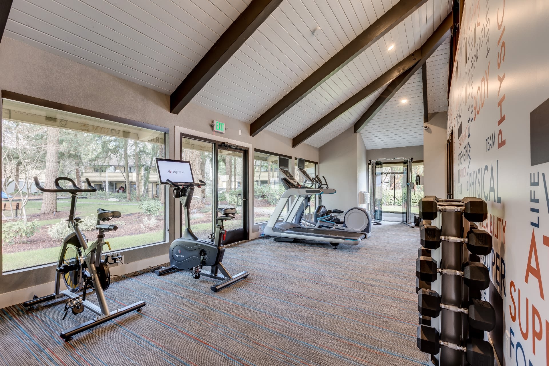 fitness center at The Commons in Federal Way, Washington