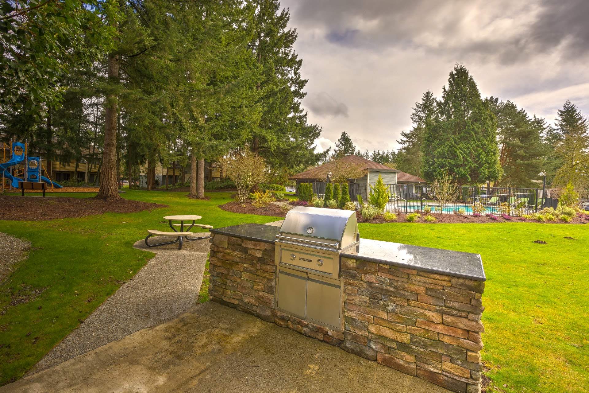 barbeque area at The Commons in Federal Way, Washington