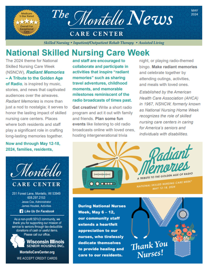 May 2024 Newsletter at Montello Care Center in Montello, Wisconsin