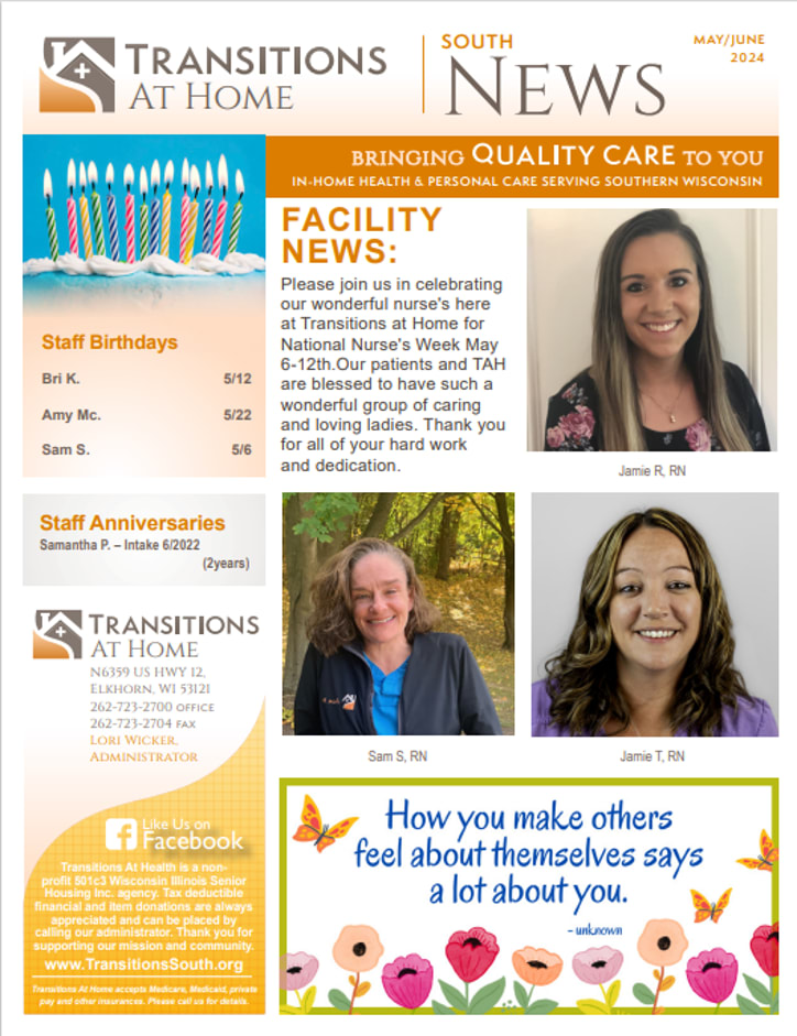 May 2024 Newsletter at Transitions At Home in Elkhorn, Wisconsin