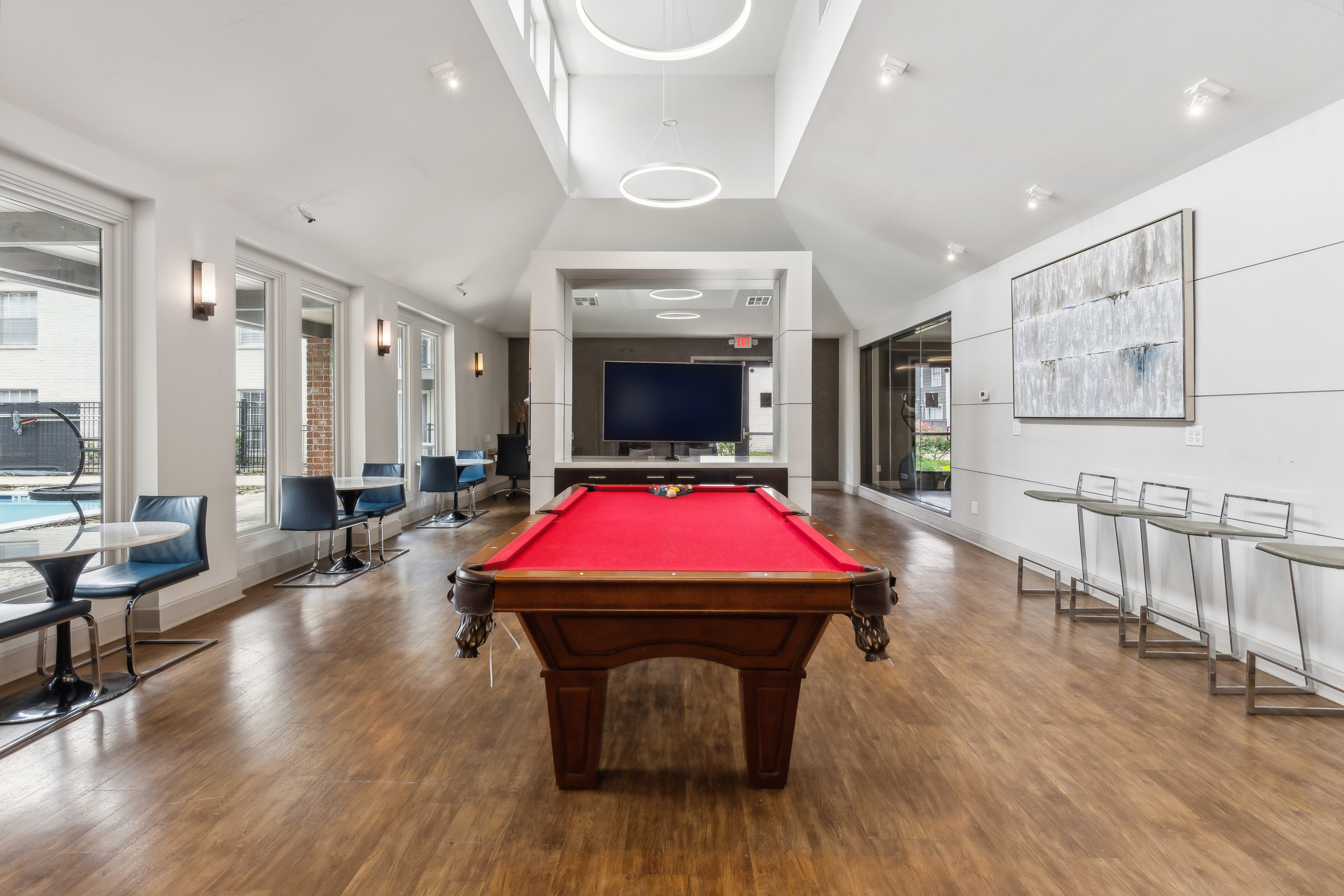 Clubhouse with a pool table at Vintage at 18th Street in Houston, Texas