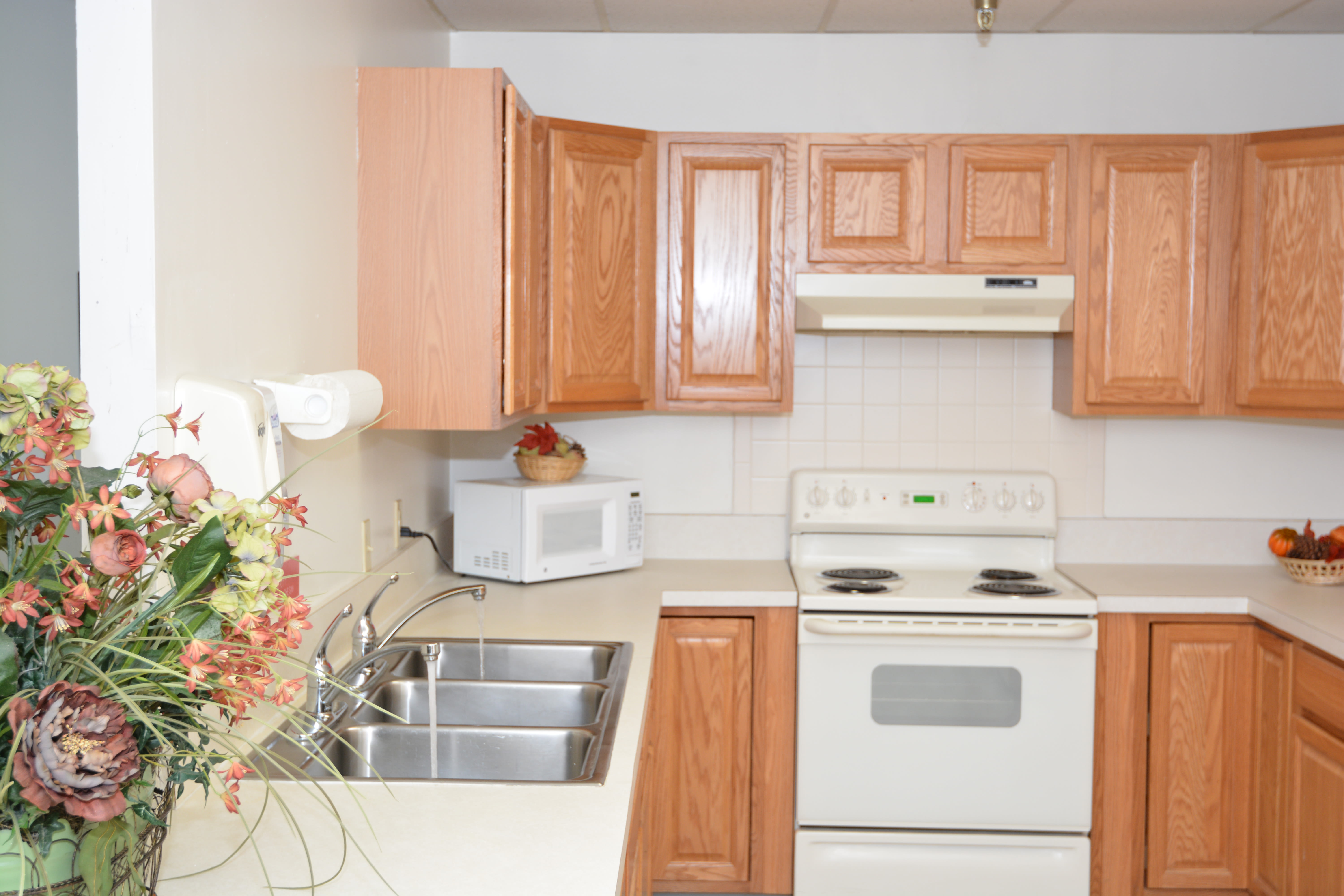 Kitchen of a model apartment at Buckeye Towers in New Boston, Ohio