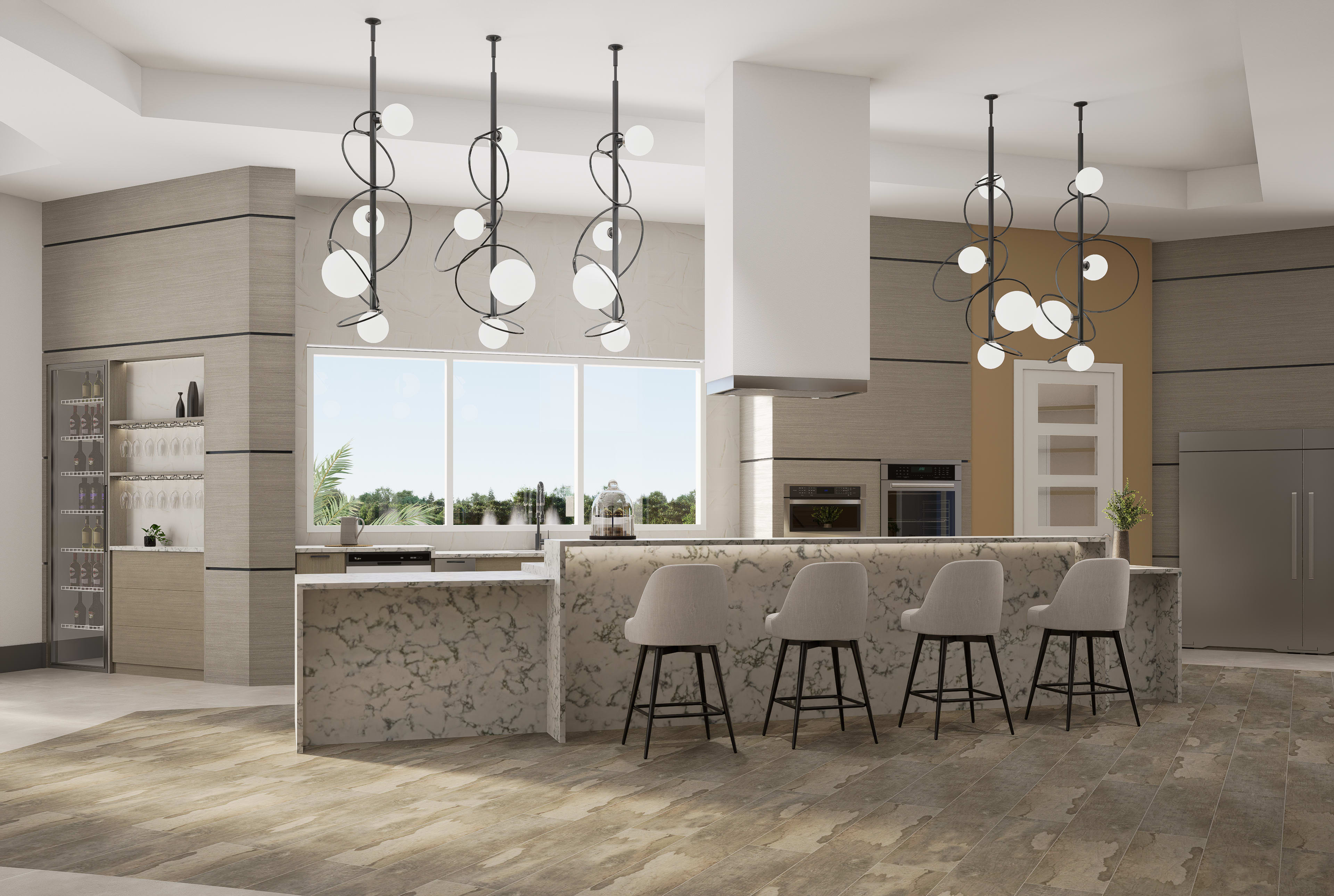Luxury Kitchen with cupboards good for storage at The Vivien in Vero Beach, Florida