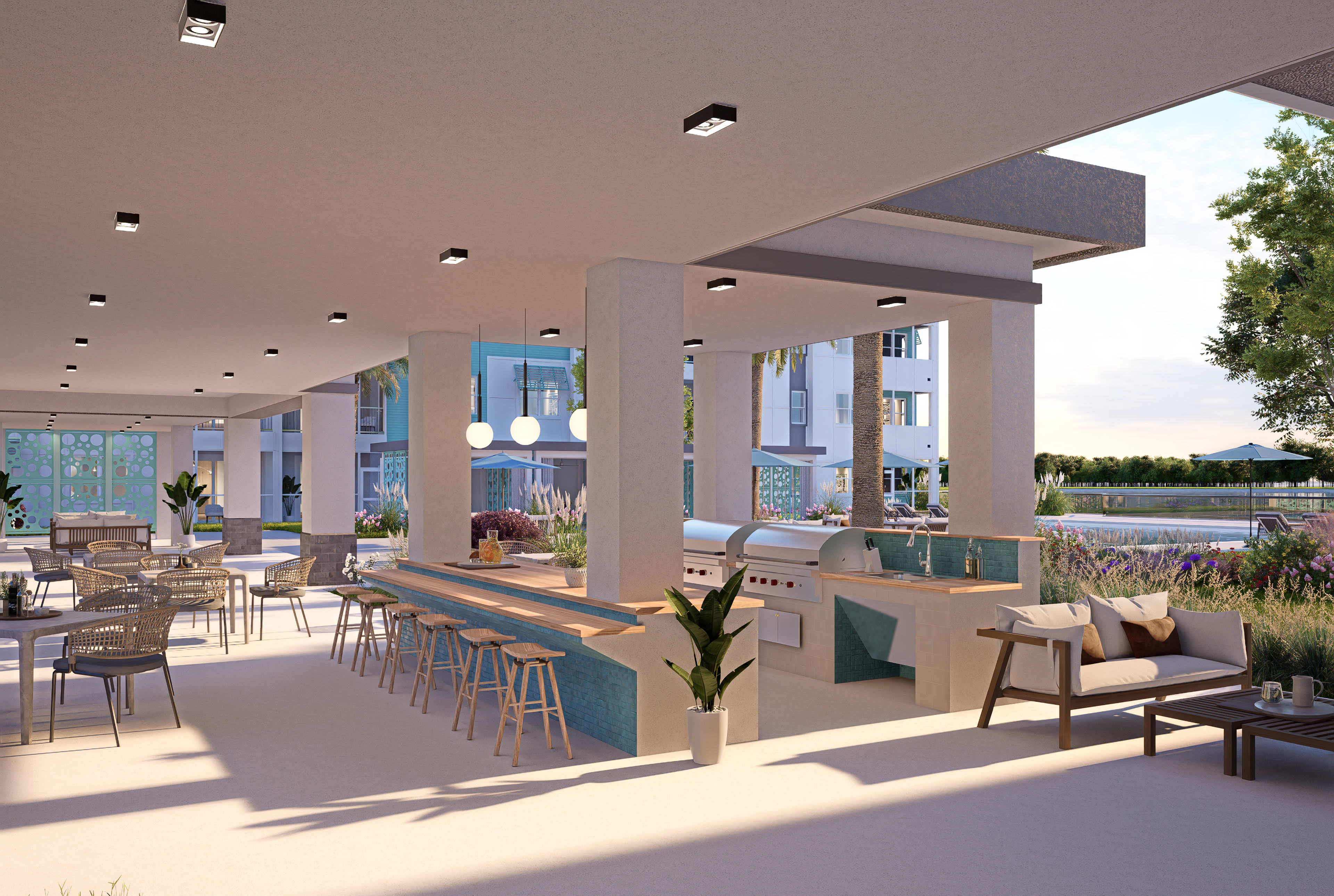 Grill Area that has chairs great for entertaining people at The Vivien in Vero Beach, Florida