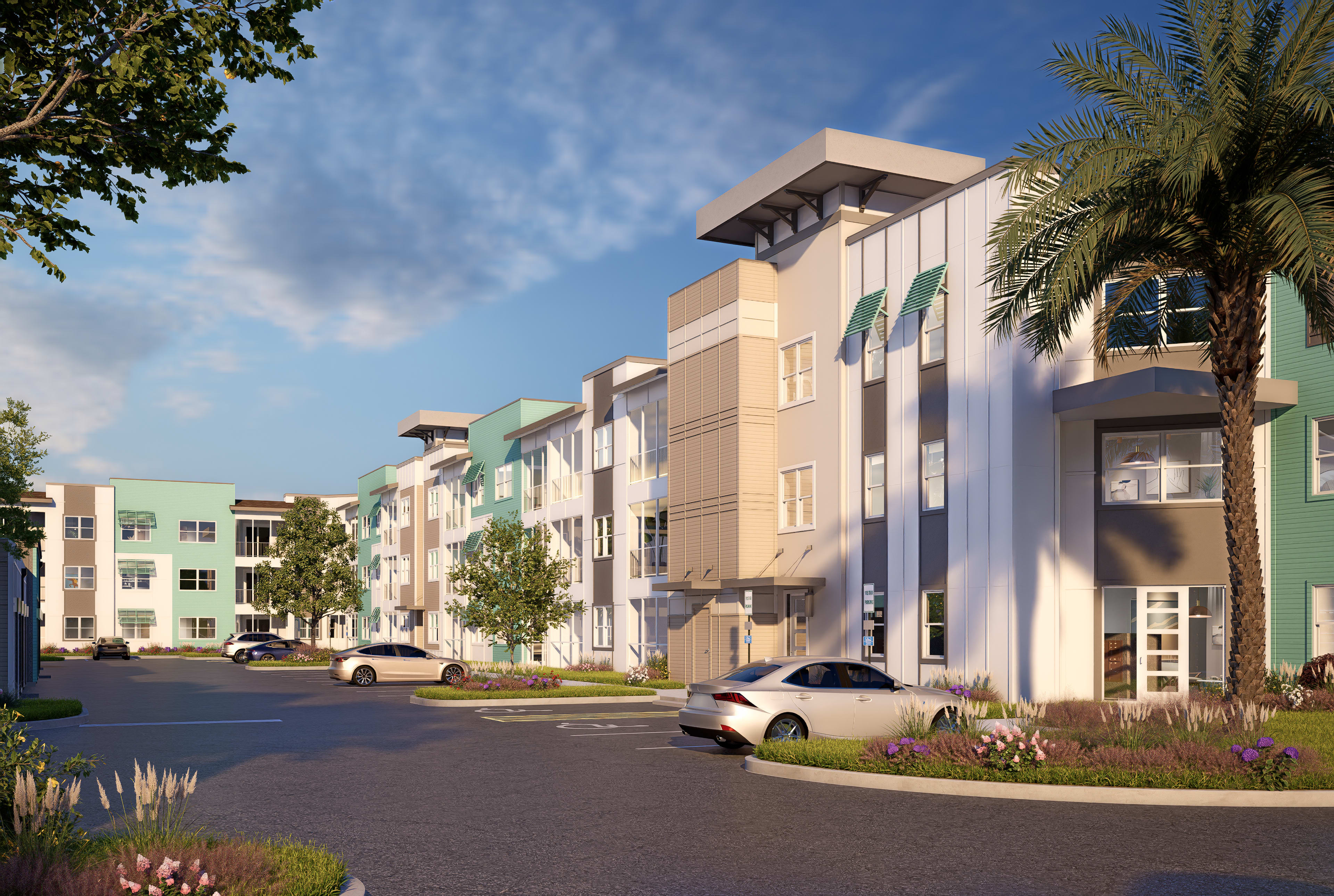 Exterior Building with spacious roads with plants of the The Vivien in Vero Beach, Florida
