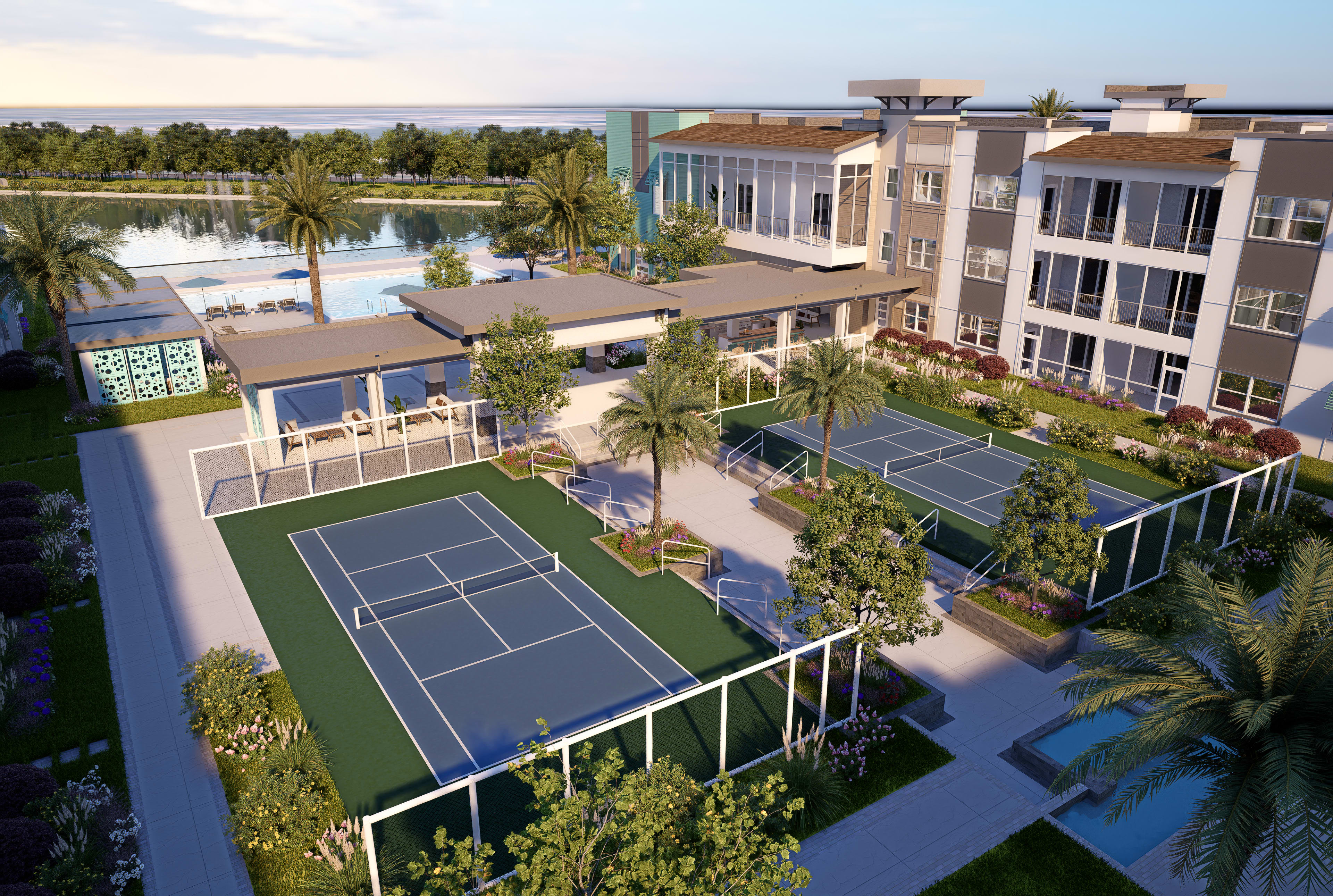 Large Clubhouse The Vivien in Vero Beach, Florida where you can do outdoor activities such as swimming or tennis.