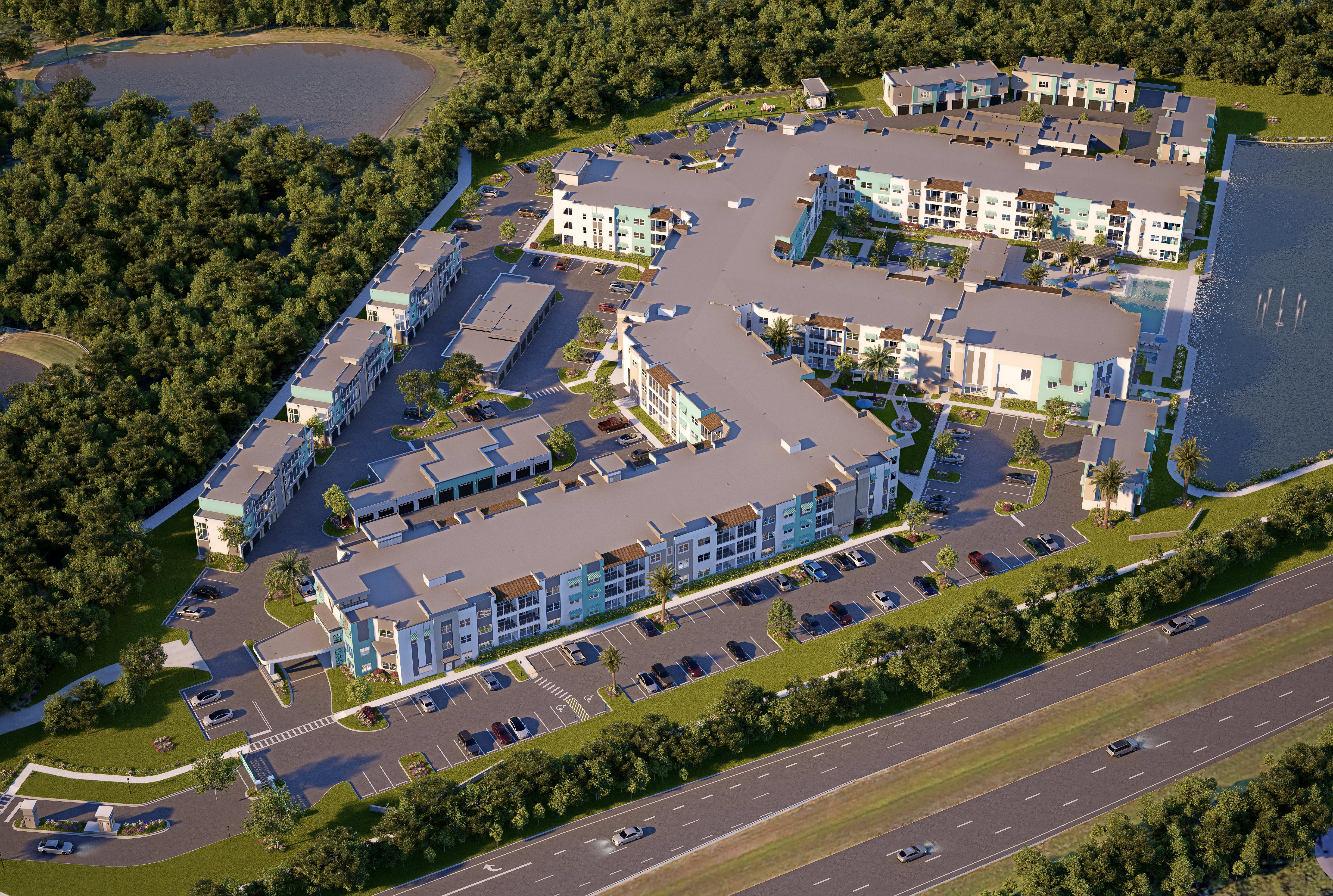Aerial View of the Front facade at The Vivien in Vero Beach, Florida