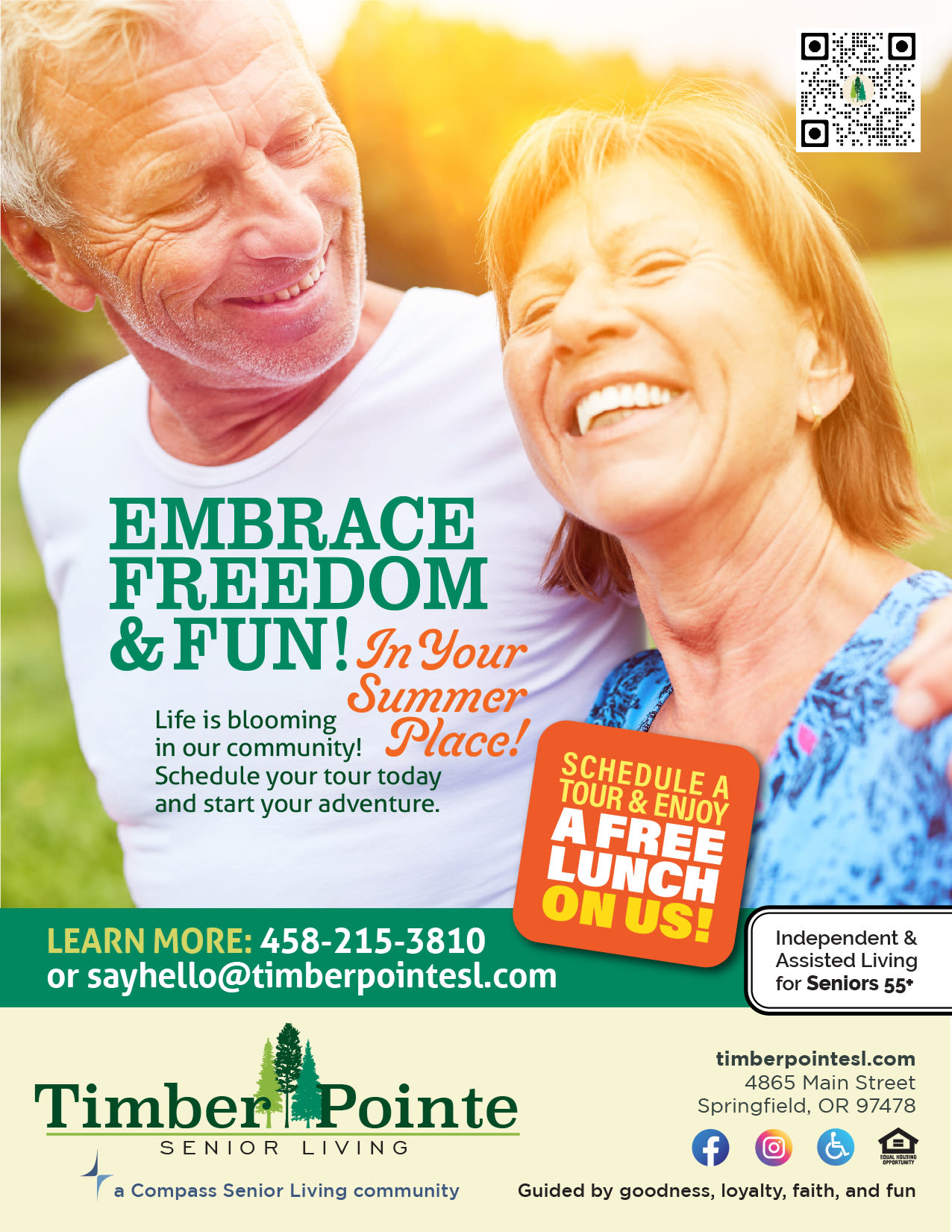  Monthly special flyer for Timber Pointe Senior Living in Springfield, Oregon