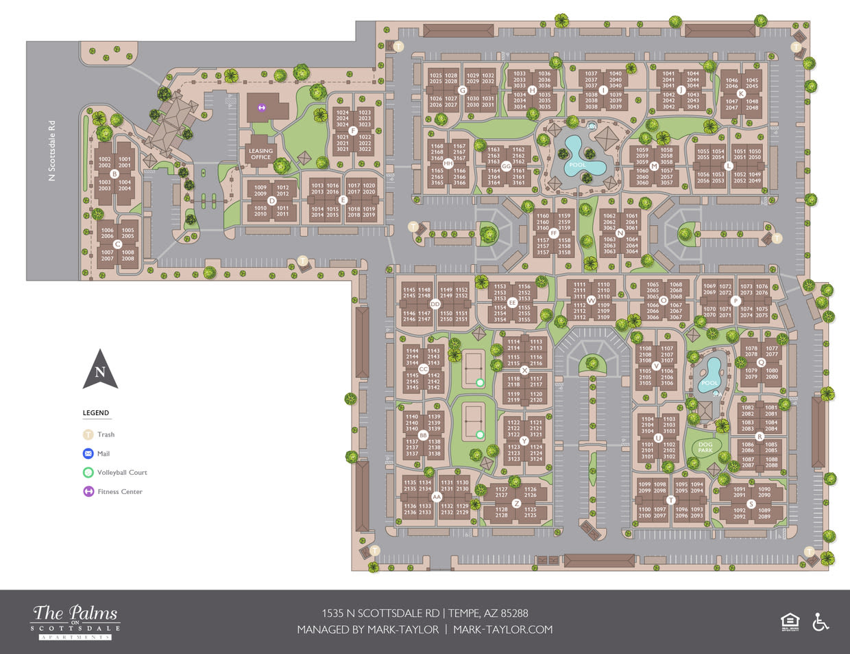 Site map for The Palms on Scottsdale in Tempe, Arizona