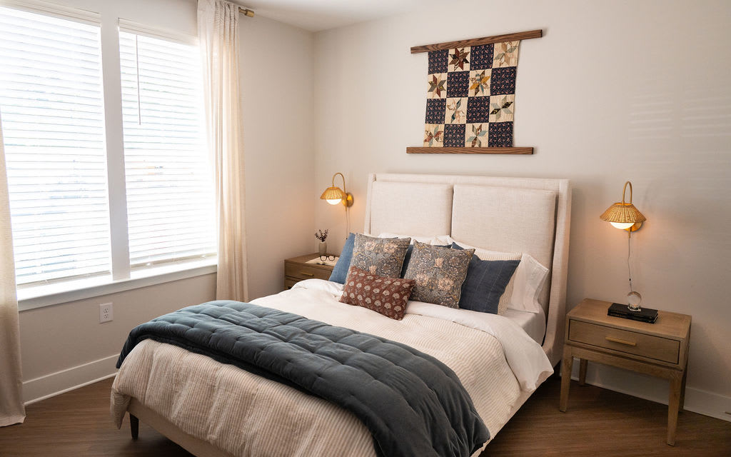 Well-lit model bedroom at Lake Forest at Swift Creek in Midlothian, Virginia