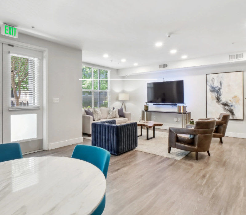 Model living room at Villa Montanaro in Pleasant Hill, California