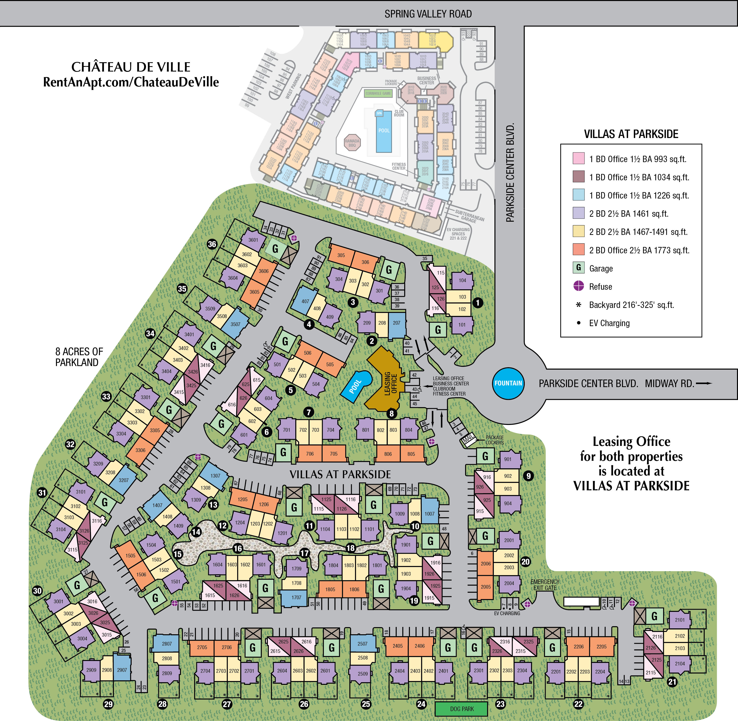 Site map of Villas at Parkside in Farmers Branch, TX