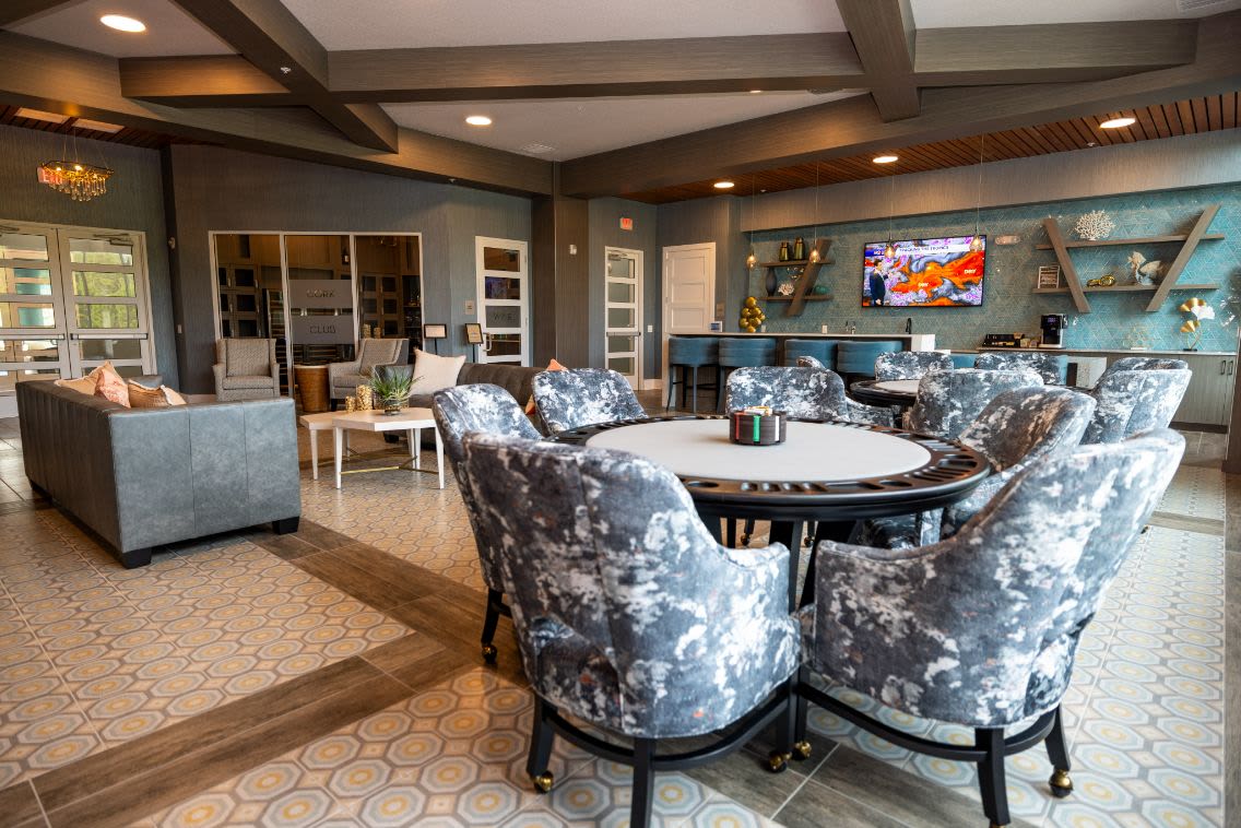 Wood flooring in an apartment bedroom at Mallory Square at Lake Nona in Orlando, Florida