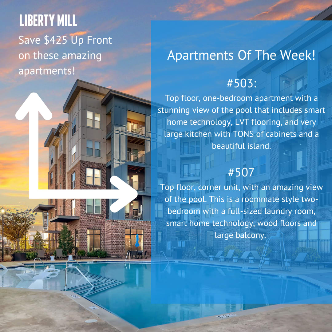 Apartment of the Week banner at Liberty Mill in Germantown, Maryland