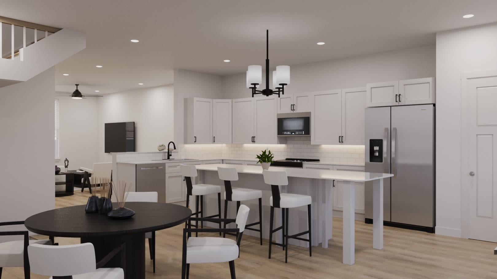 Open layout kitchen with dining table at Maybrook Terraces in Greenville, South Carolina
