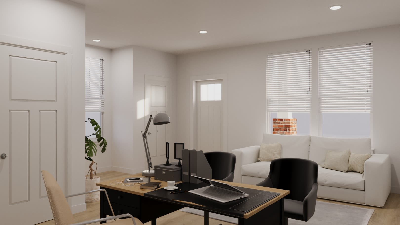 Living room with office space at Maybrook Terraces in Greenville, South Carolina