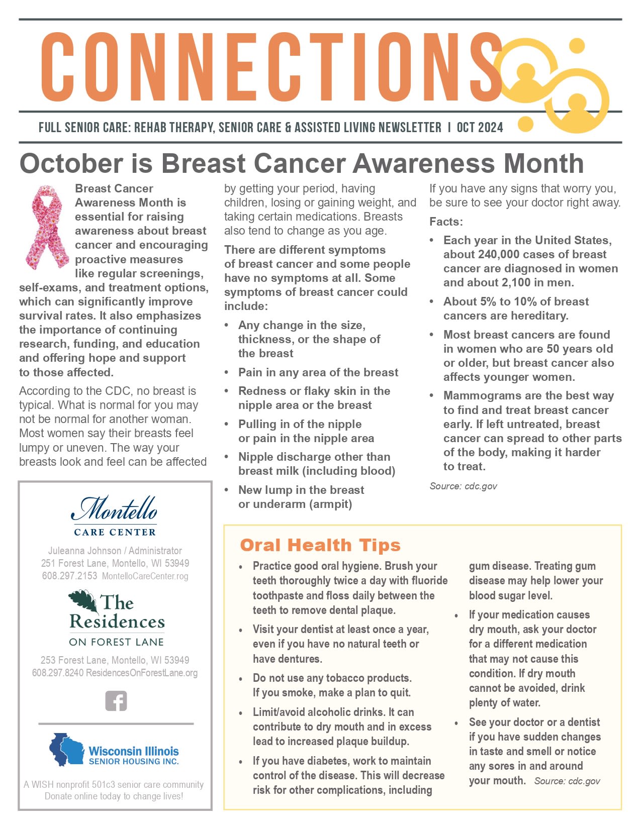 October 2024 Newsletter at Montello Care Center in Montello, Wisconsin